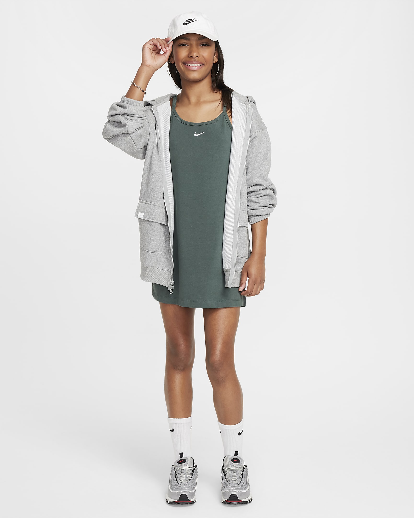 Nike Sportswear Girls' Tank Dress - Vintage Green/White