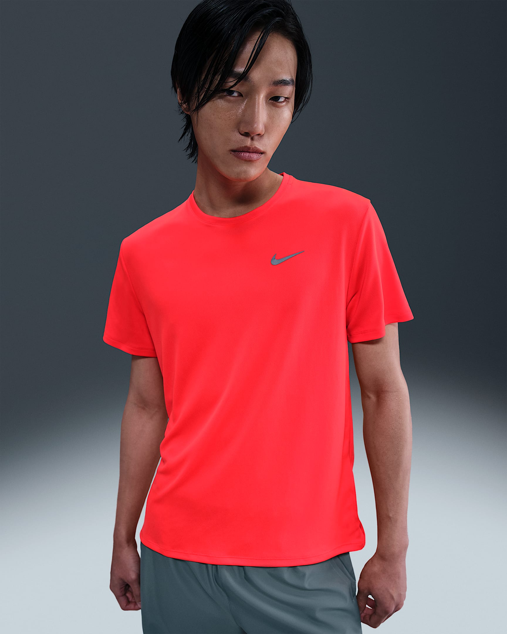 Nike Dri-FIT UV Miler Men's Short-Sleeve Running Top - Bright Crimson