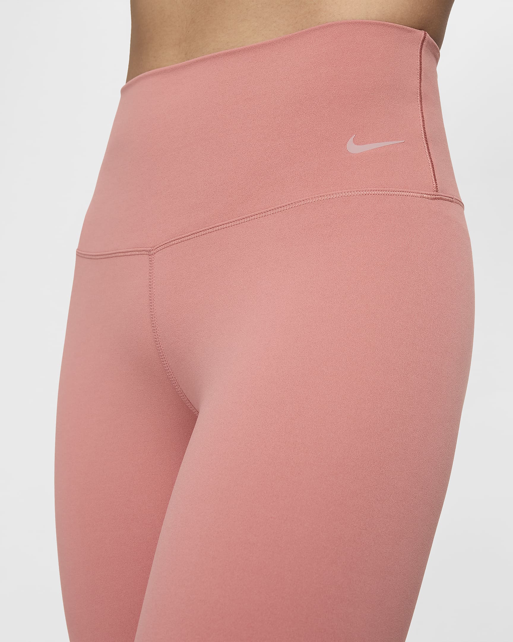 Nike Zenvy leggings i full lengde med lett støtte og høyt liv til dame - Canyon Pink/Svart