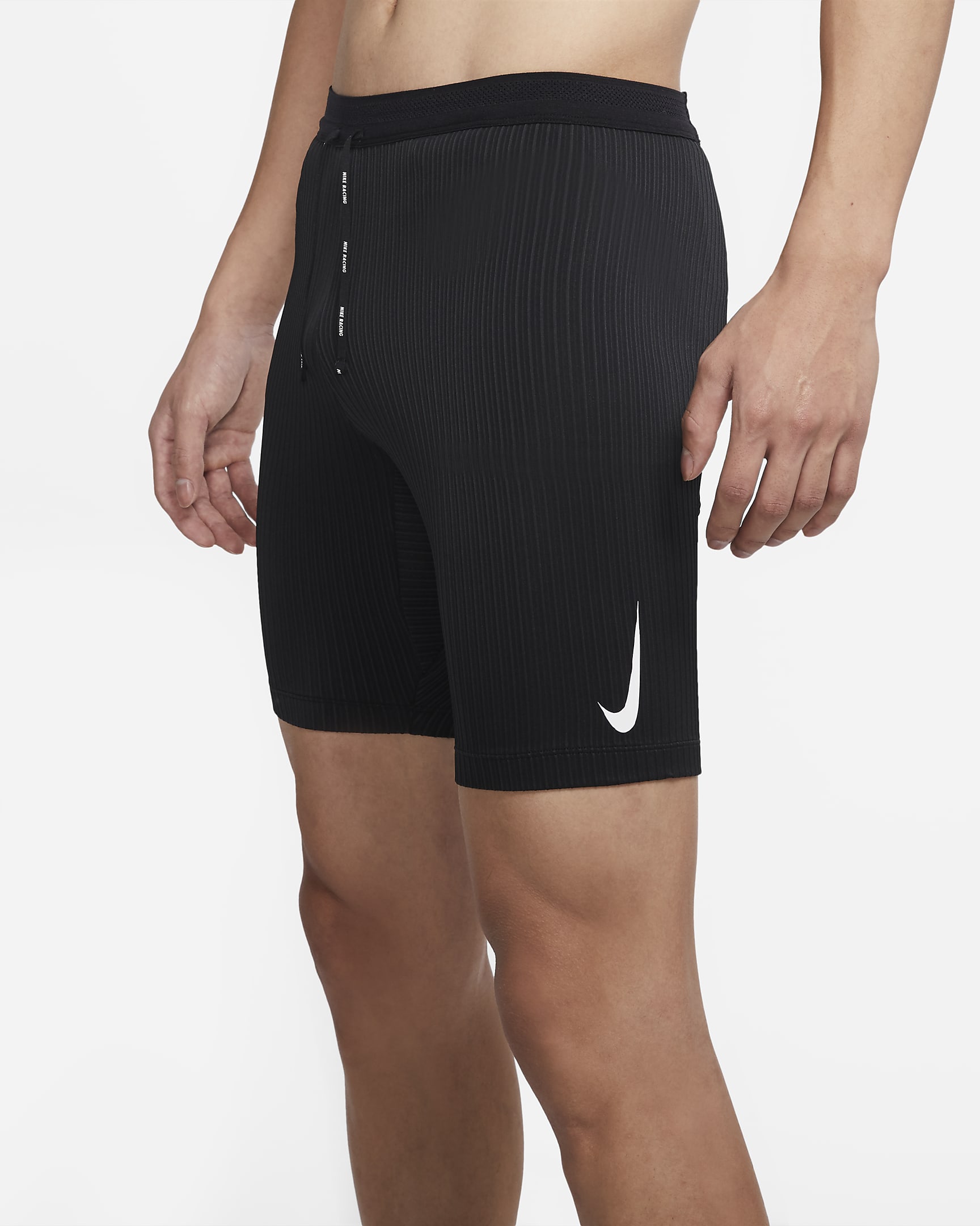 Nike Dri-FIT ADV AeroSwift Men's 1/2-Length Racing Tights - Black/Black/Black/White