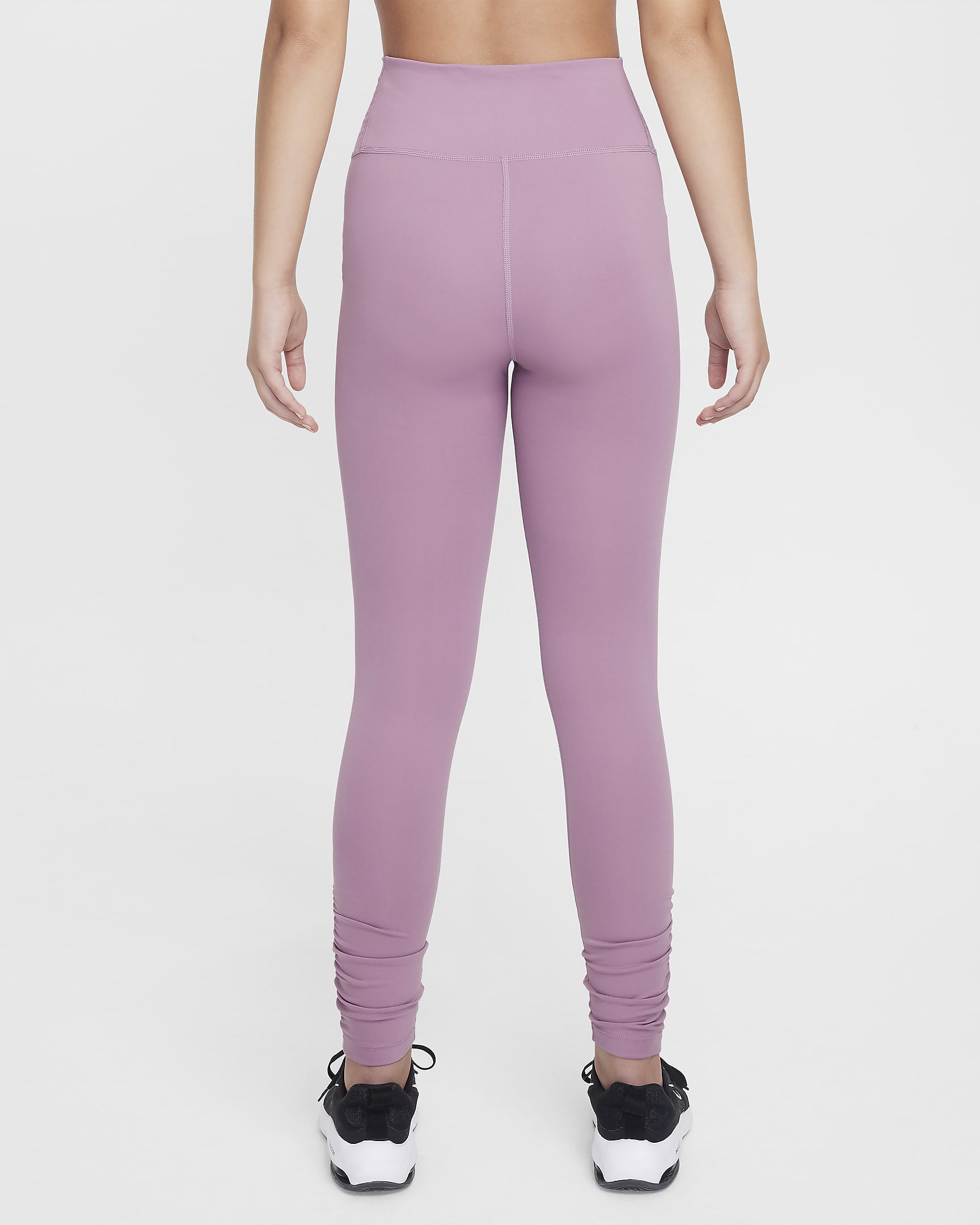 Nike One Girls' Dri-FIT High-Waisted Leggings - Plum Dust/White