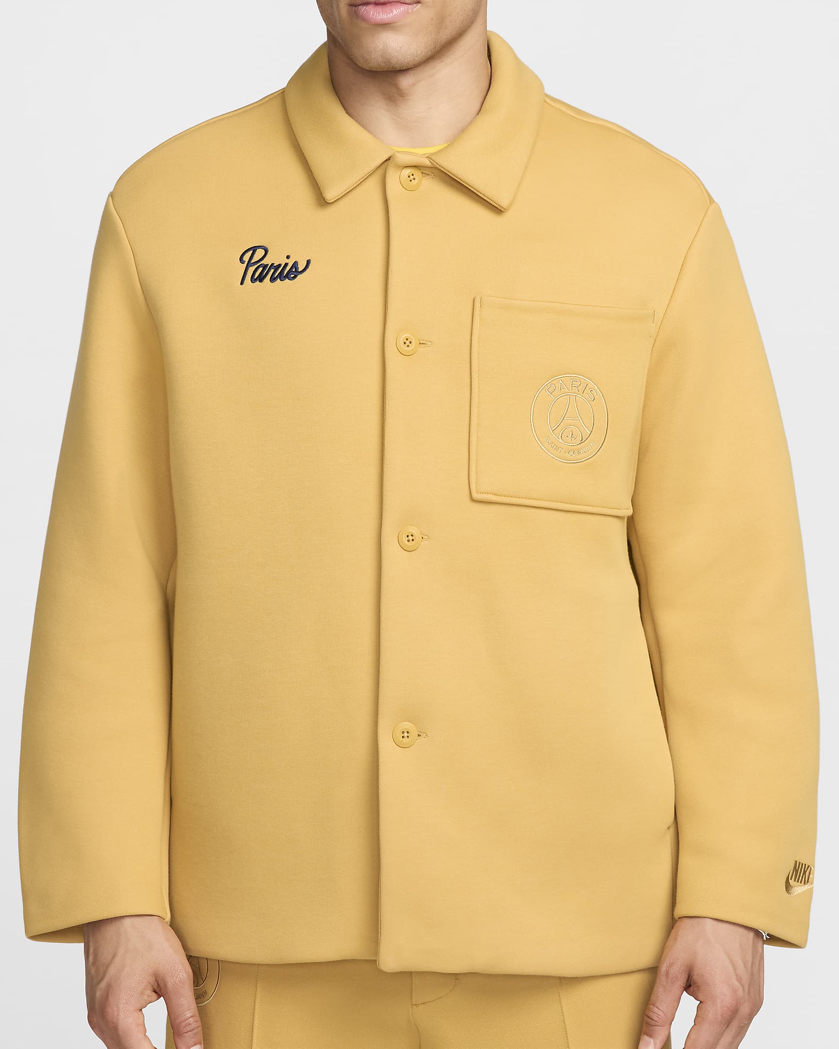 Paris Saint-Germain Tech Fleece Reimagined Men's Nike Soccer Shirt-Jacket - Wheat Gold/Wheat Gold