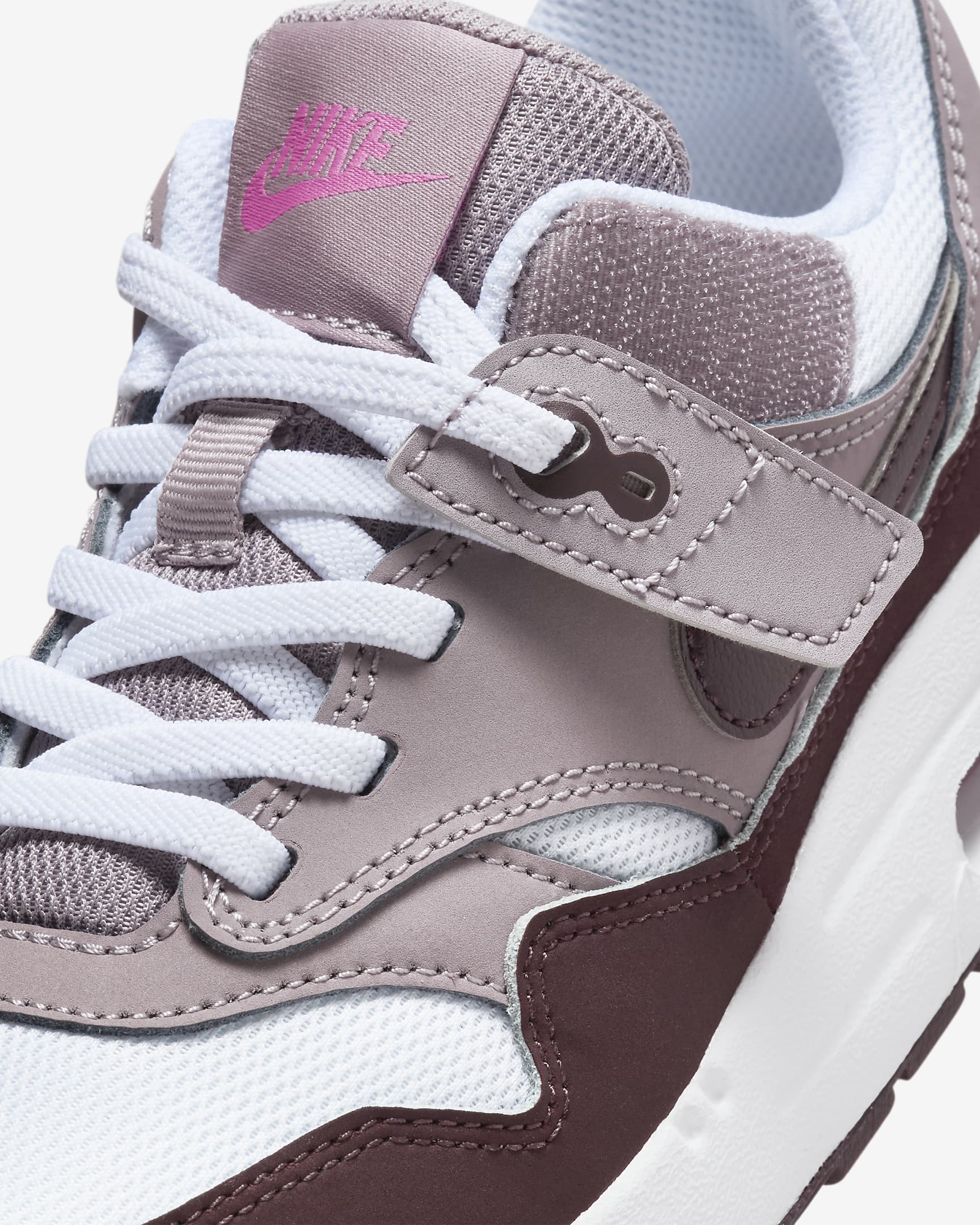 Nike Air Max 1 EasyOn Younger Kids' Shoes - White/Light Violet Ore/Playful Pink/Burgundy Crush