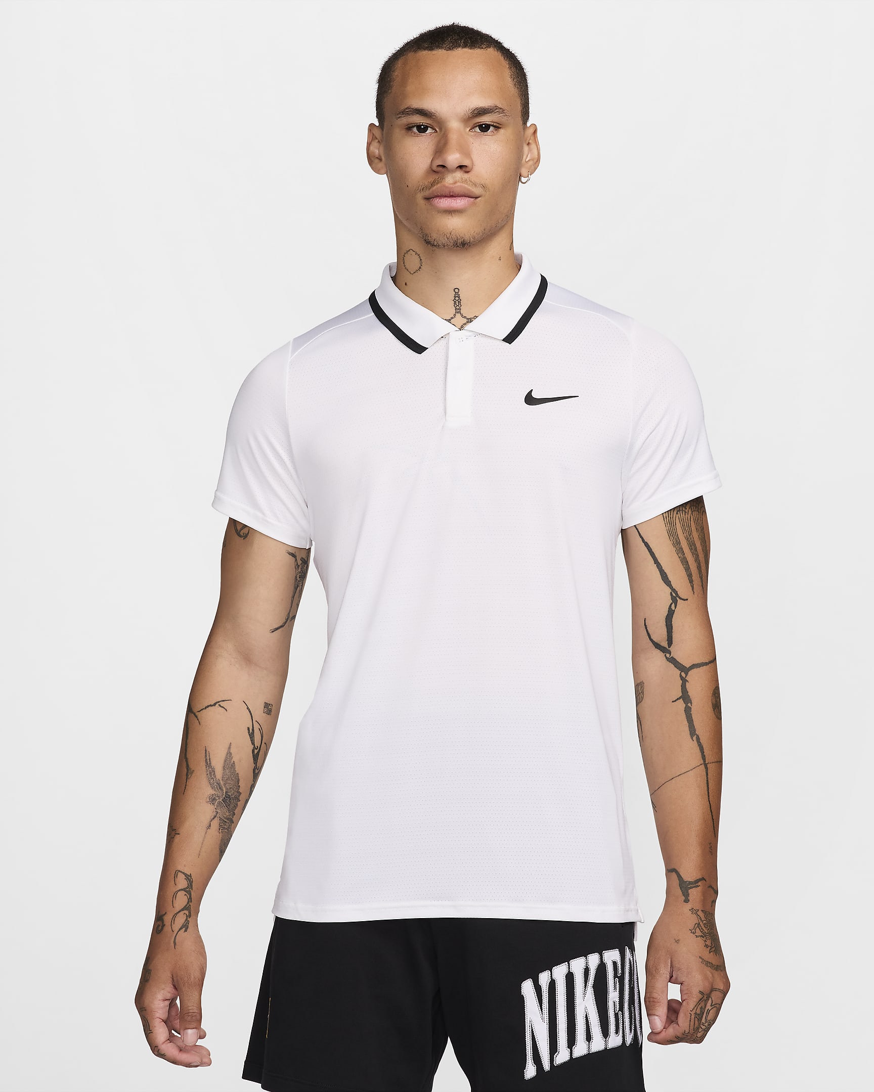 Męska koszulka polo do tenisa Dri-FIT NikeCourt Advantage - Biel/Biel/Czerń