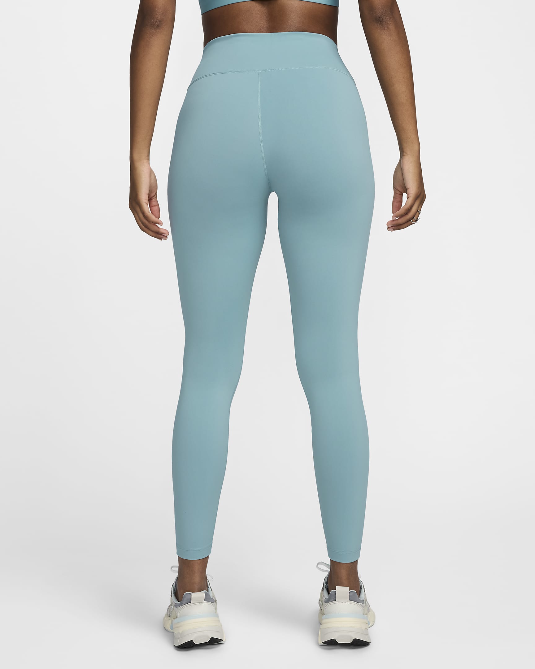 Nike One leggings i full lengde med høyt liv til dame - Denim Turquoise/Svart