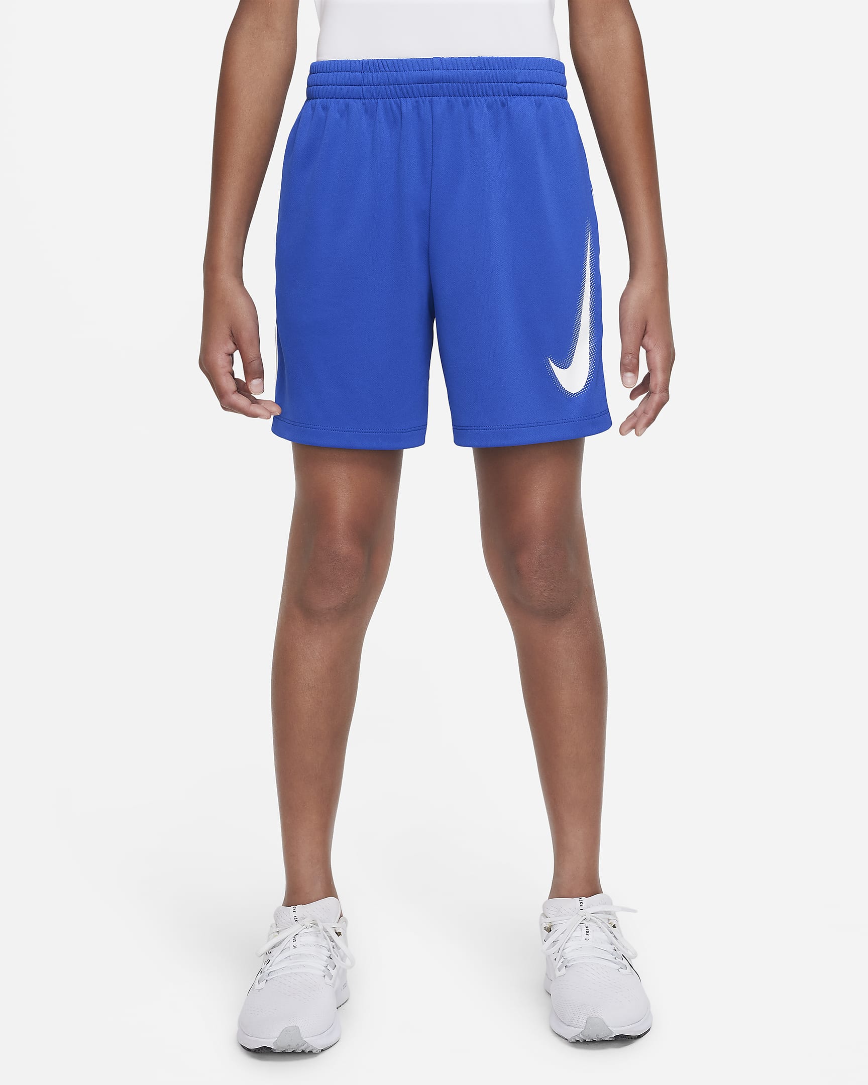 Nike Multi Older Kids' (Boys') Dri-FIT Graphic Training Shorts - Game Royal/White/White