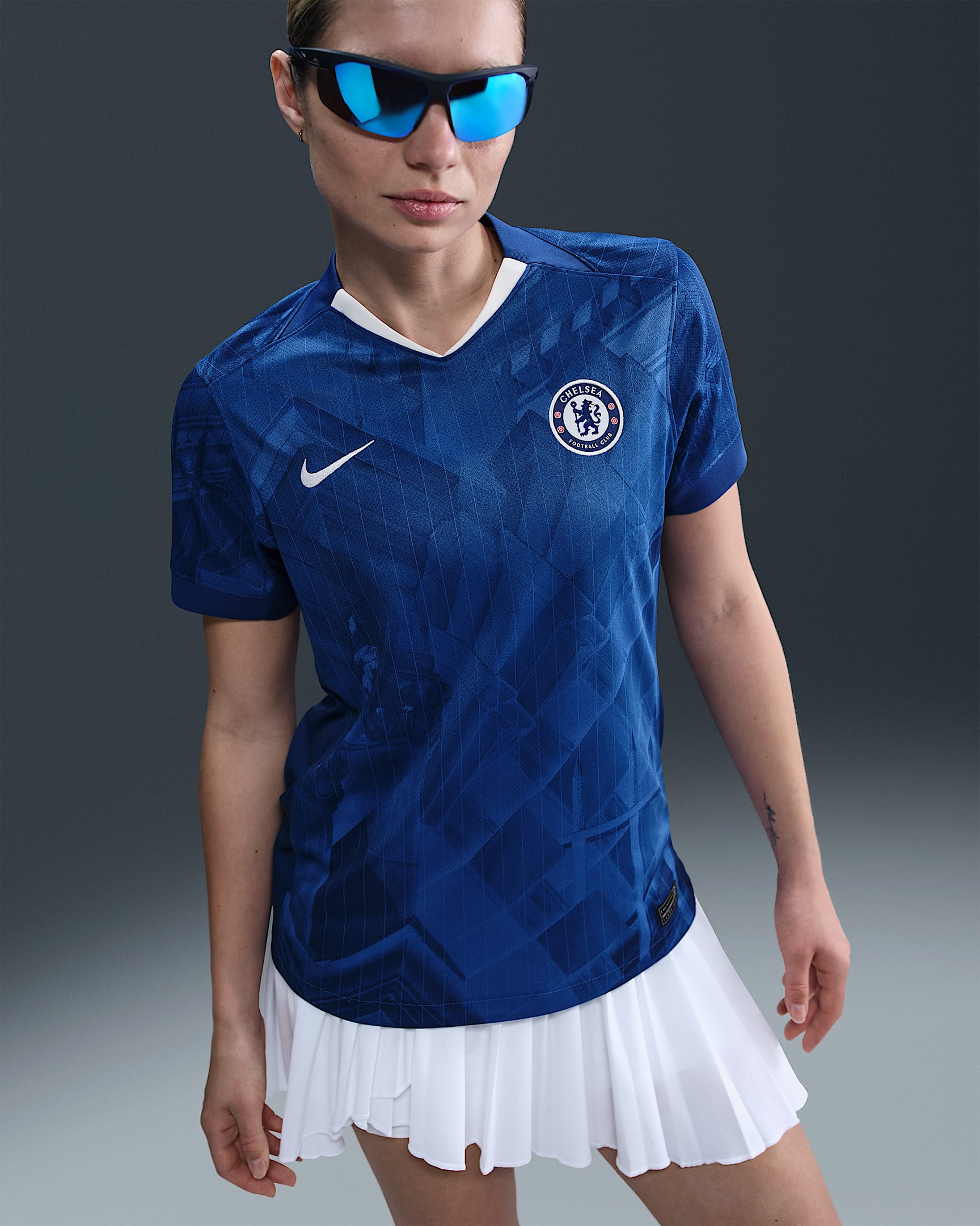 Chelsea FC 2025/26 Stadium Thuis Nike Dri-FIT replicavoetbalshirt voor dames - Rush Blue/Wit/Speed Red/Wit