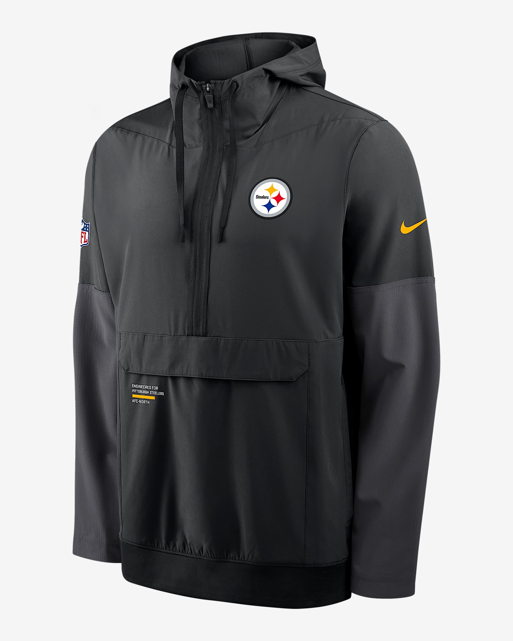 Pittsburgh Steelers Well Rounded Anorak Men's Nike NFL 1/2-Zip Hooded Jacket - Black
