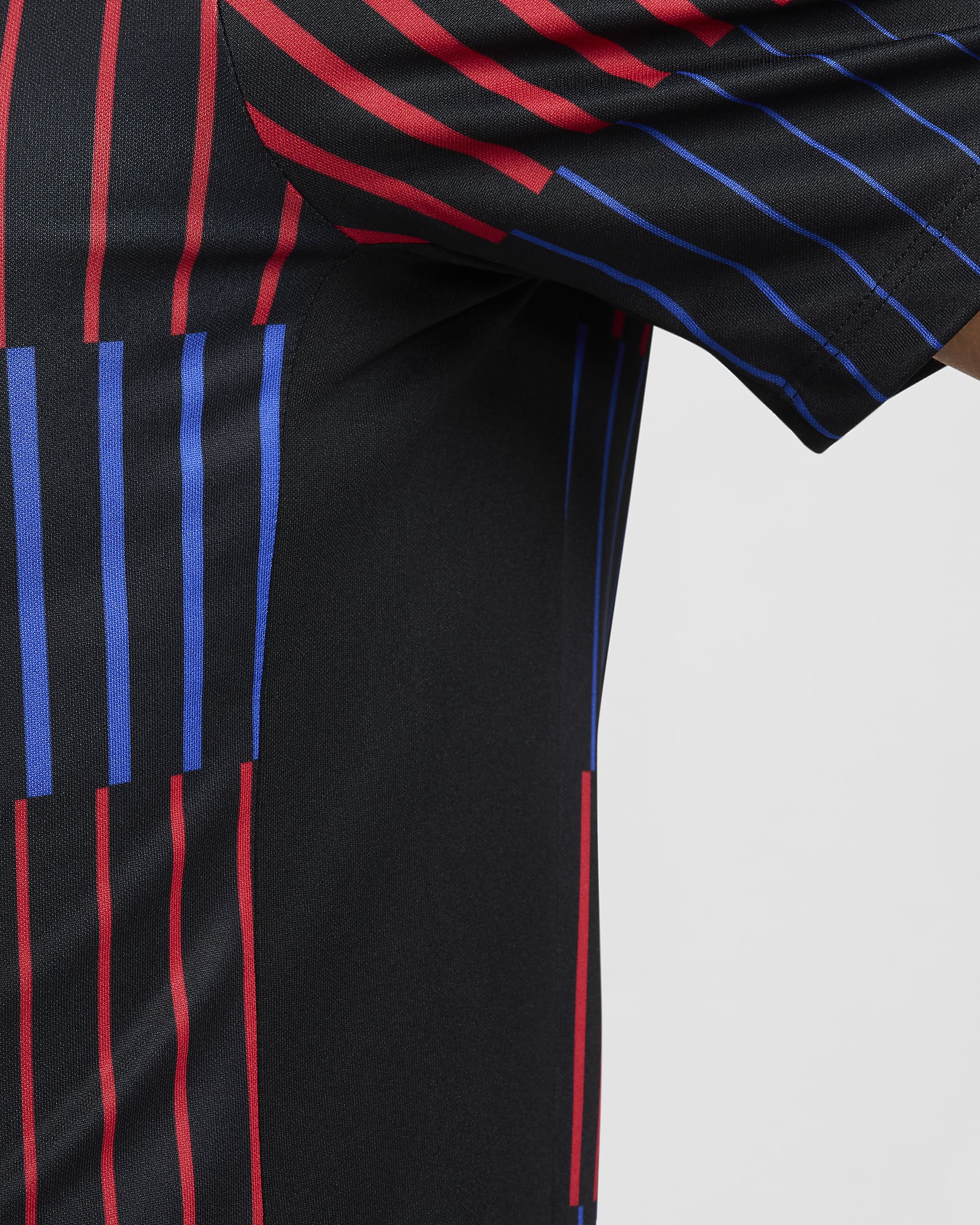 FC Barcelona Academy Pro Away Nike Dri-FIT Pre-Match Kurzarm-Fußballoberteil (Herren) - Schwarz/Schwarz/University Red