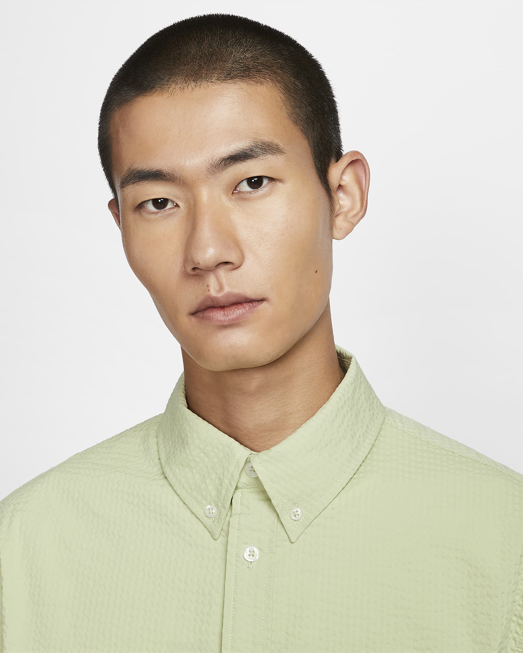 Nike Life Men's Short-Sleeve Seersucker Button-Down Shirt - Olive Aura/Olive Aura