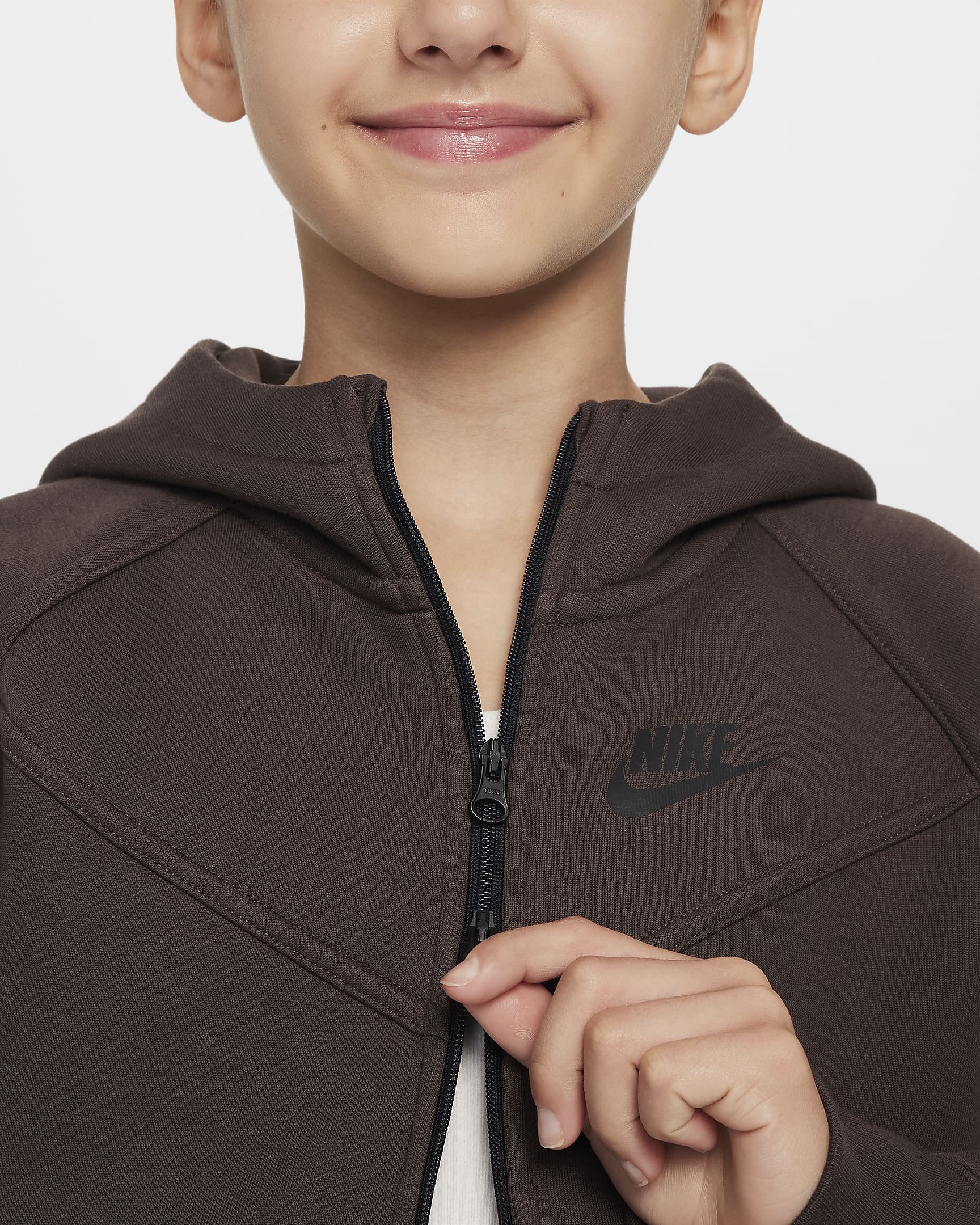 Nike Sportswear Tech Fleece Older Kids' (Girls') Full-Zip Hoodie - Baroque Brown/Black/Black