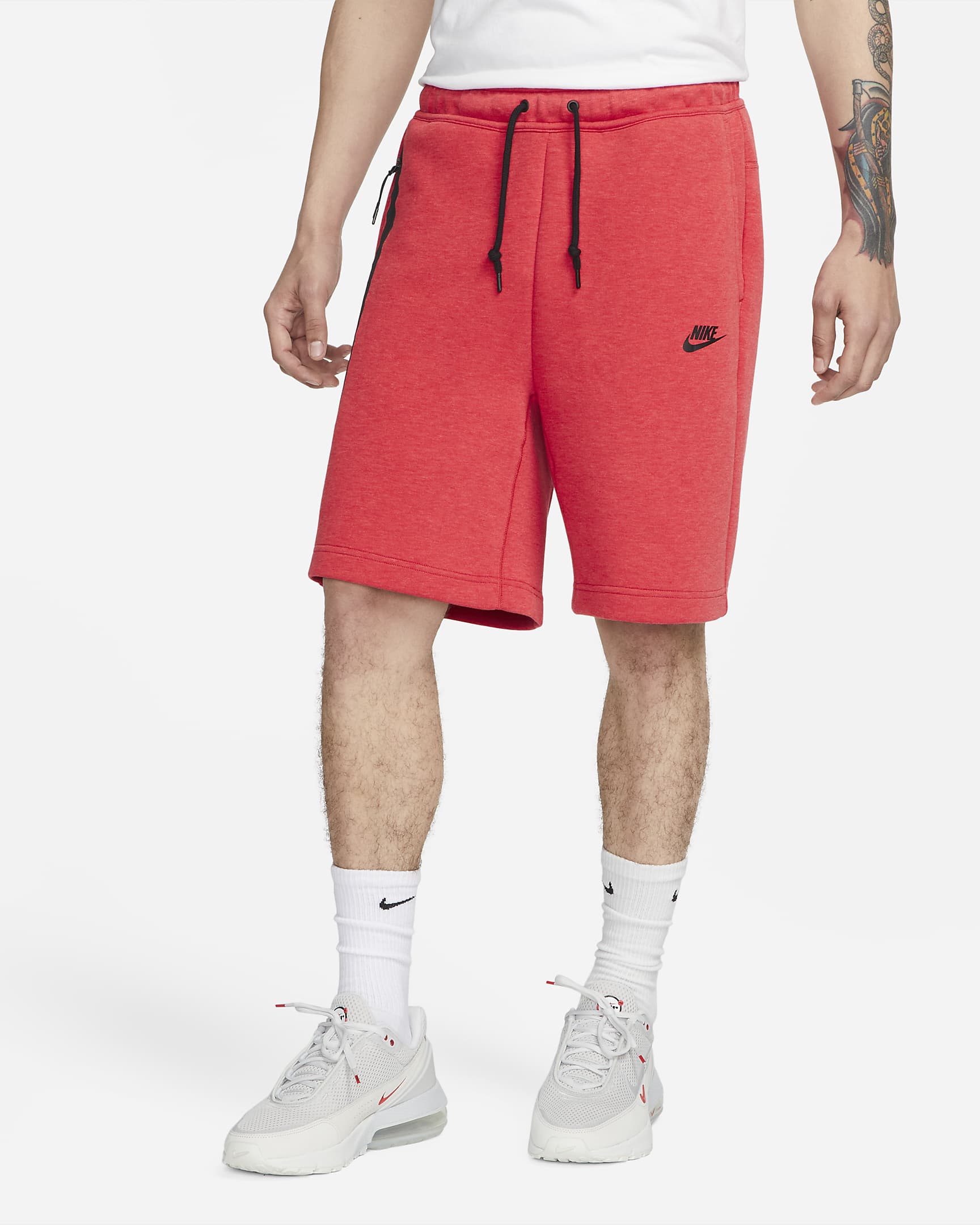 Shorts Nike Sportswear Tech Fleece - Uomo - Light University Red Heather/Nero