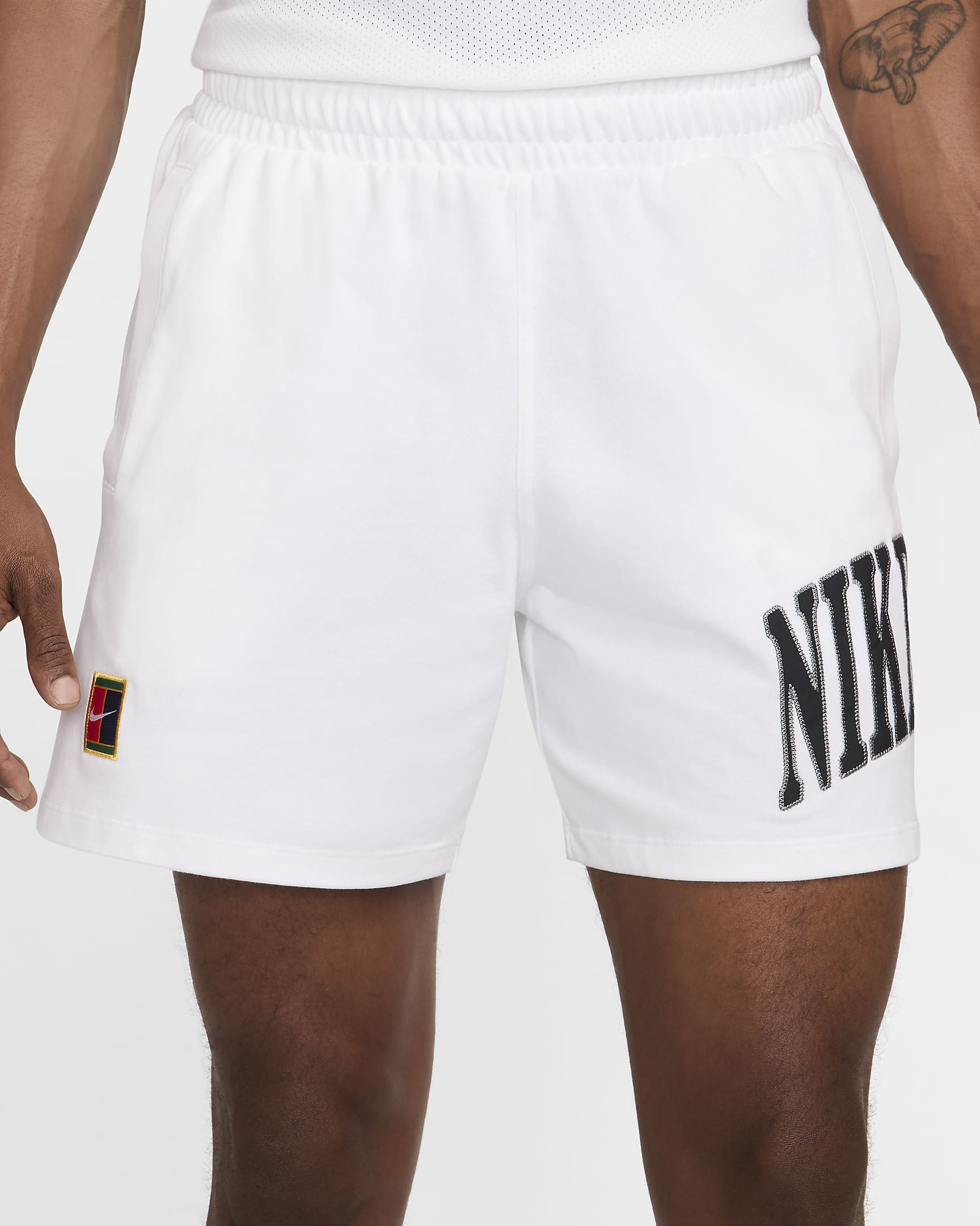 Short de tennis NikeCourt Heritage 15 cm pour homme - Blanc/Noir/Flat Pewter