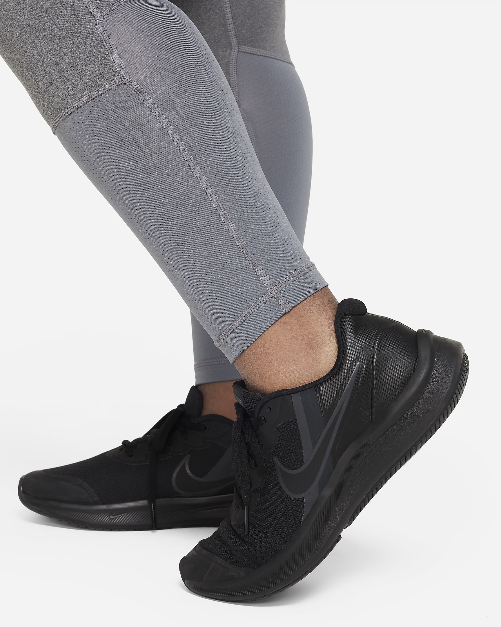 Nike Pro Dri-FIT-leggings til større børn (piger) (udvidet størrelse) - Carbon Heather/hvid