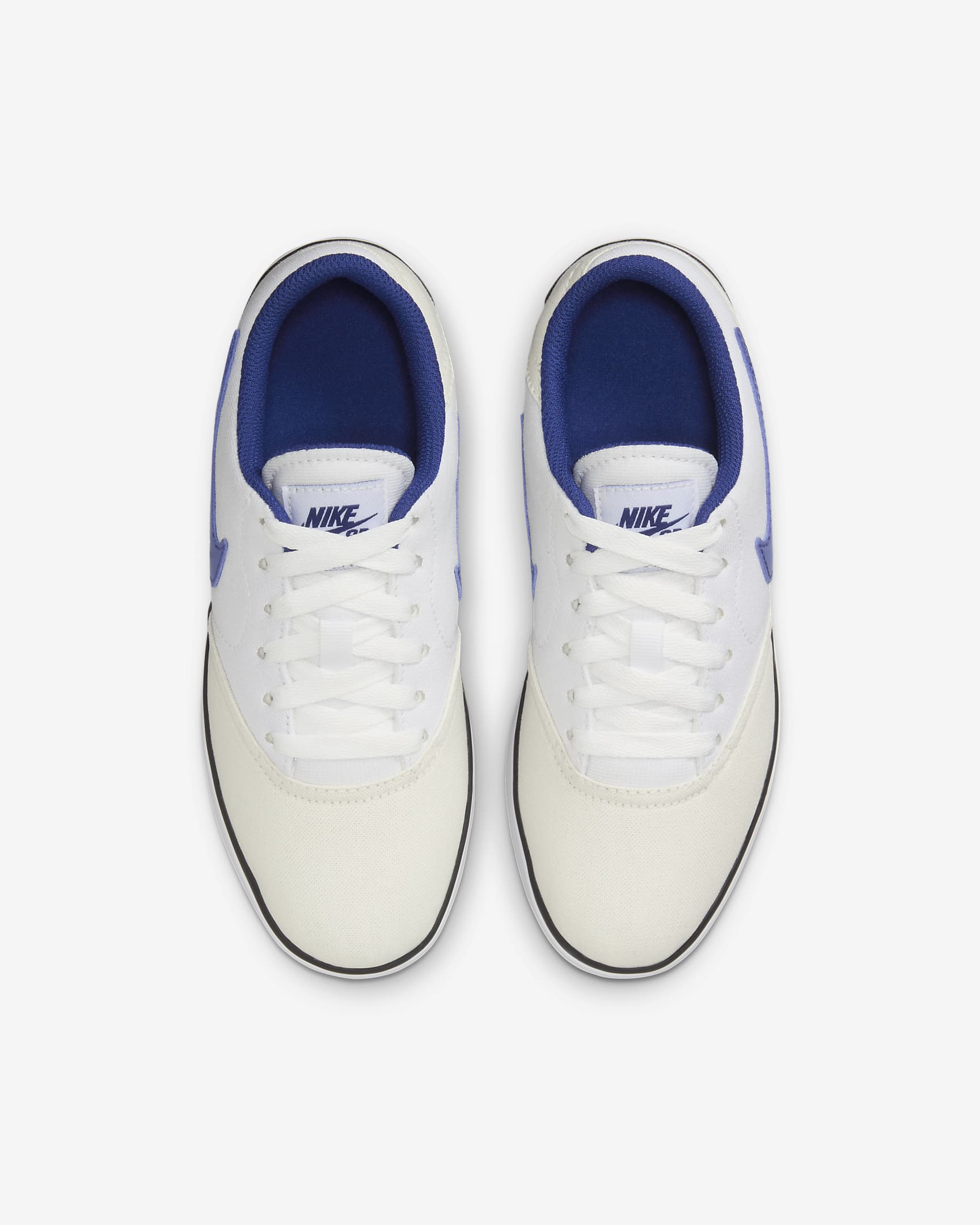 Nike SB Check Canvas 大童滑板鞋 - 白色/Summit White/黑色/Deep Royal Blue