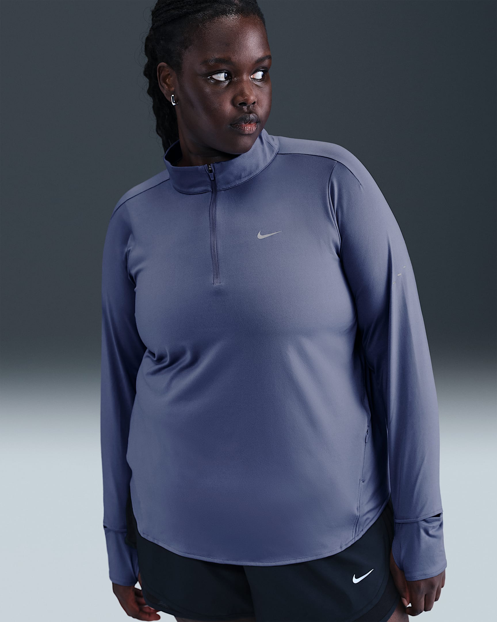 Nike Swift Women's Dri-FIT UV 1/4-Zip Running Top (Plus Size) - World Indigo