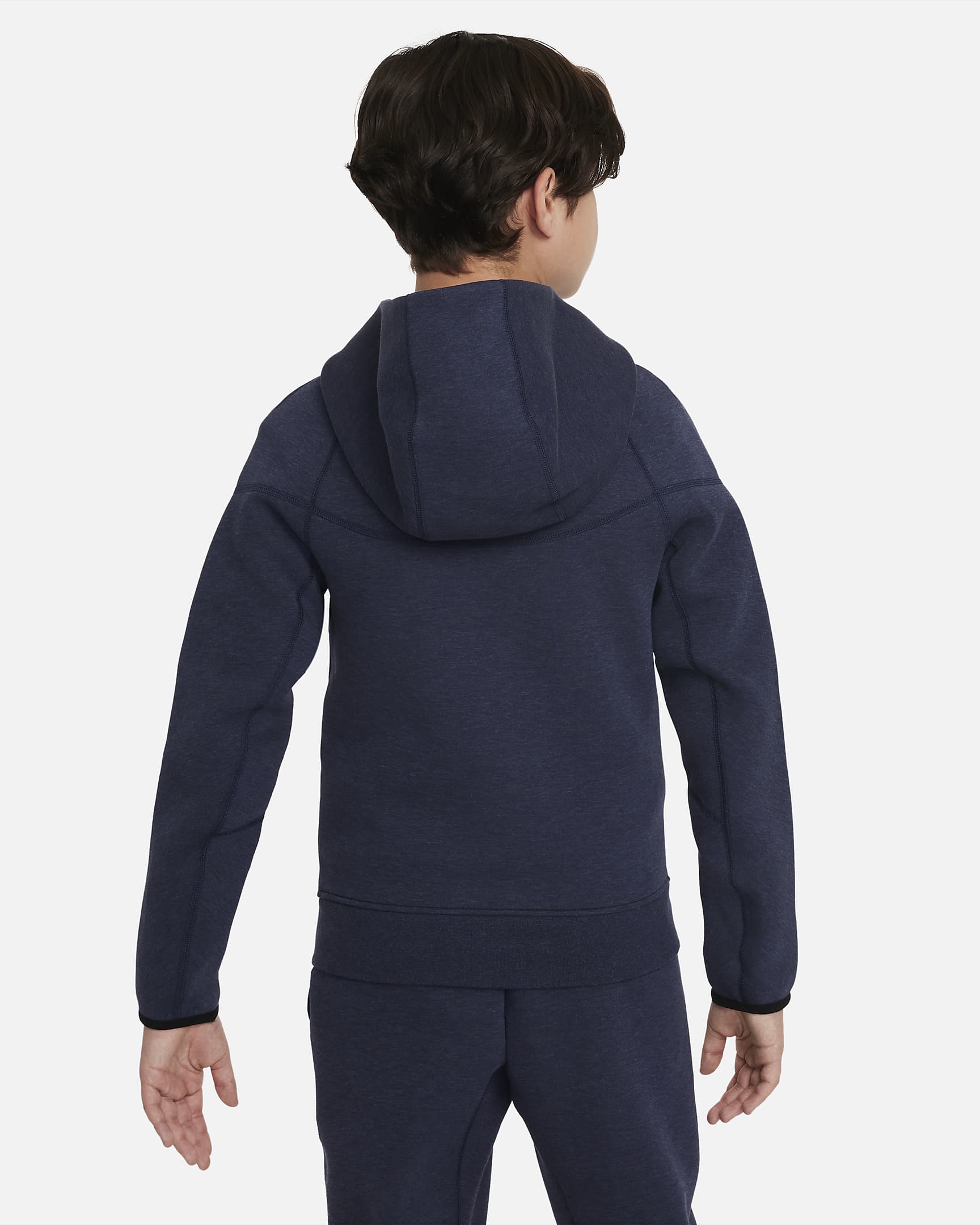 Nike Sportswear Tech Fleece hettejakke til store barn (gutt) - Obsidian Heather/Svart/Svart