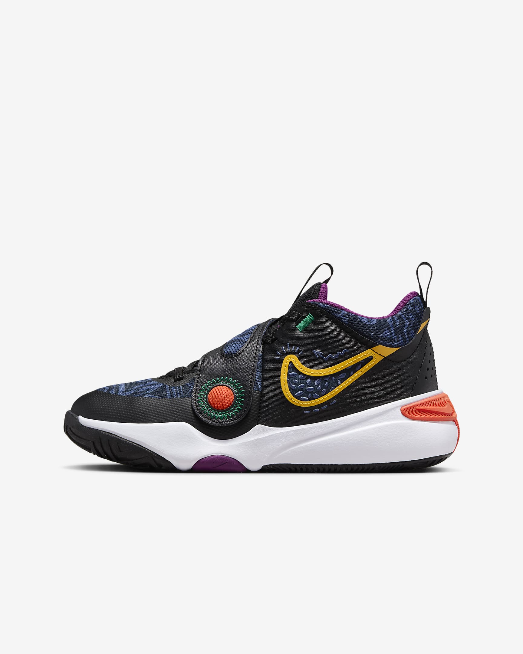 Nike Team Hustle D 11 SE 大童籃球鞋 - 黑色/Mystic Navy/Cosmic Clay/University Gold