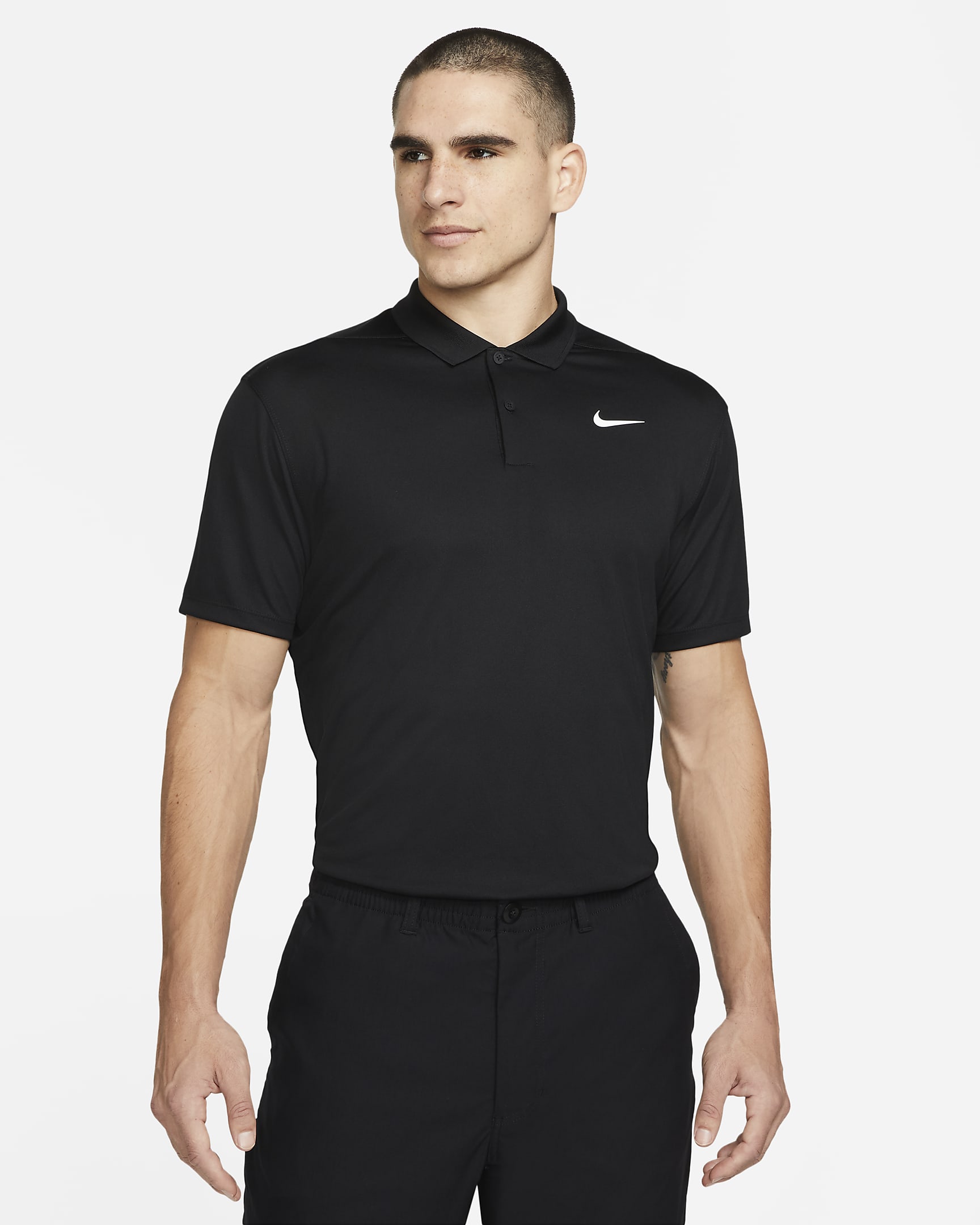 Polo de tennis NikeCourt Dri-FIT pour Homme - Noir/Blanc