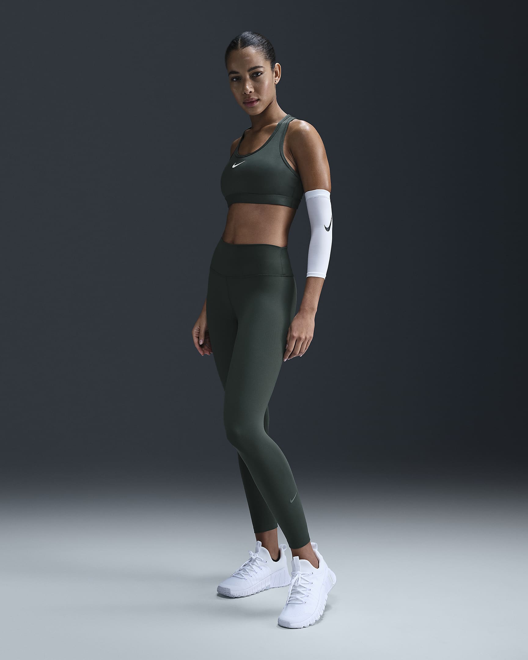 Nike One 7/8-Leggings mit hohem Bund für Damen - Vintage Green/Schwarz