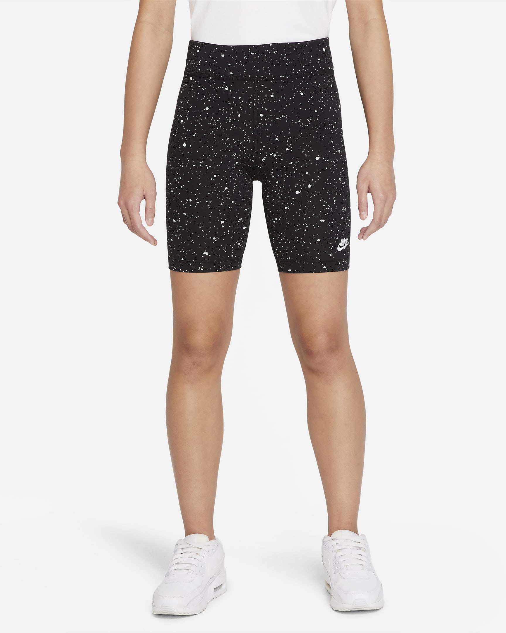 Nike Sportswear Big Kids' (Girls') Printed Bike Shorts - Black/White