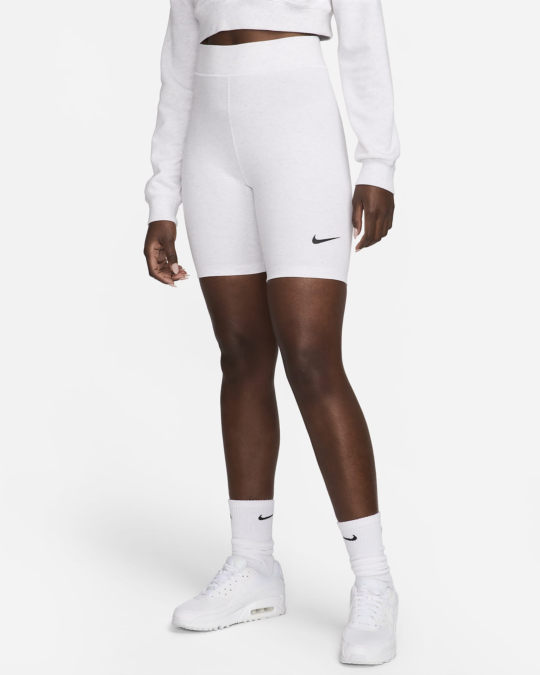 Nike Sportswear Classic bikeshorts met hoge taille voor dames (21 cm) - Birch Heather/Zwart