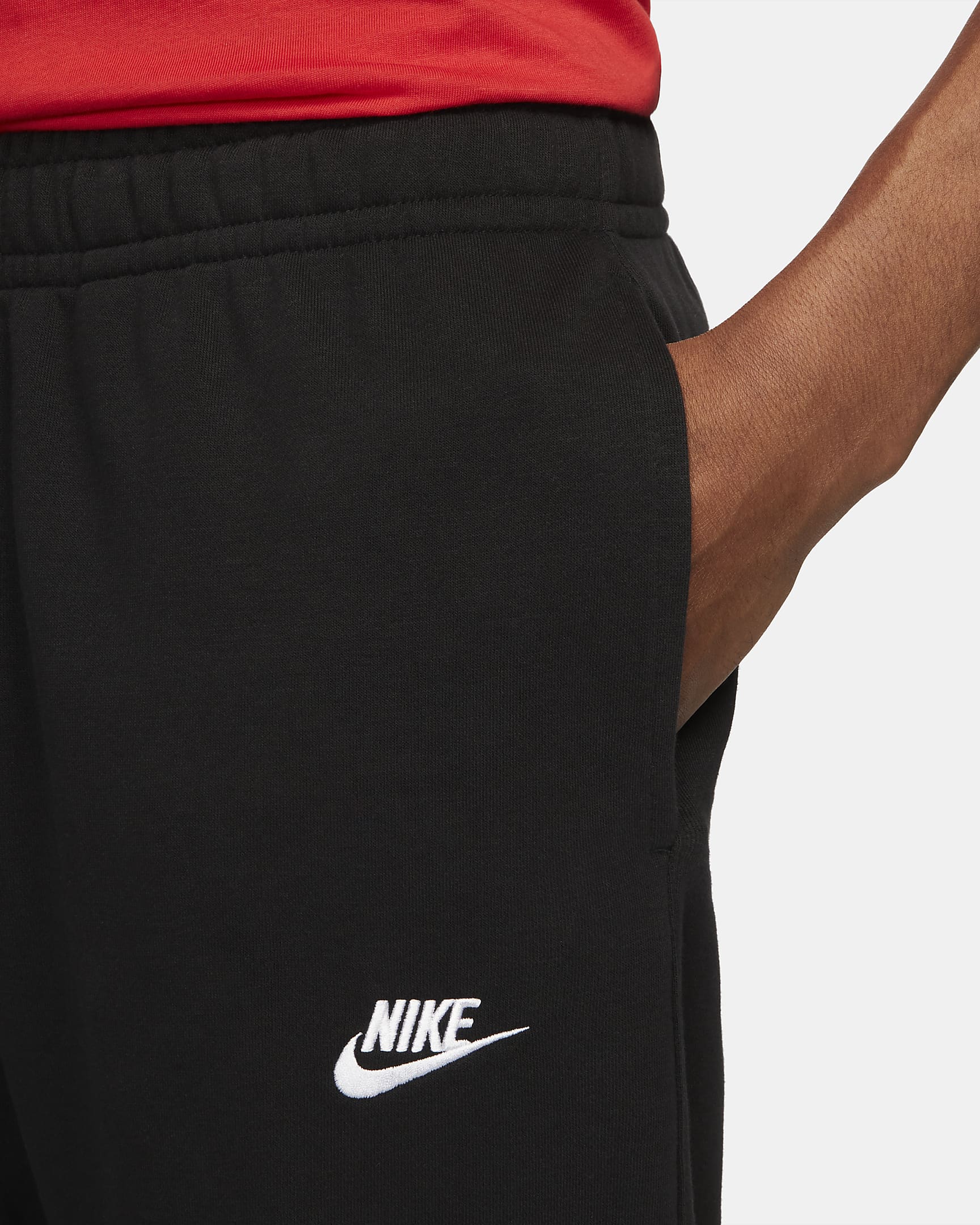 Męskie spodnie z dzianiny Nike Sportswear Club - Czerń/Czerń/Biel