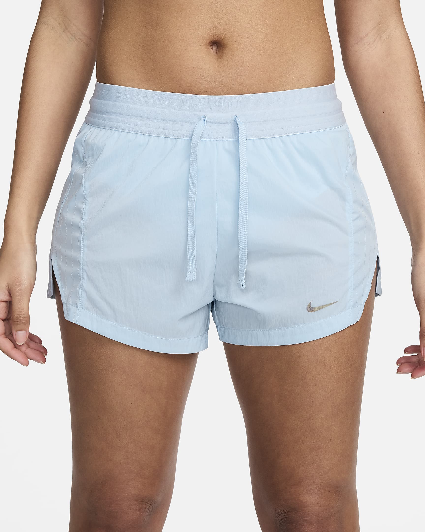 Short de running taille mi-haute avec sous-short intégré 8 cm Nike Running Division pour femme - Light Armory Blue