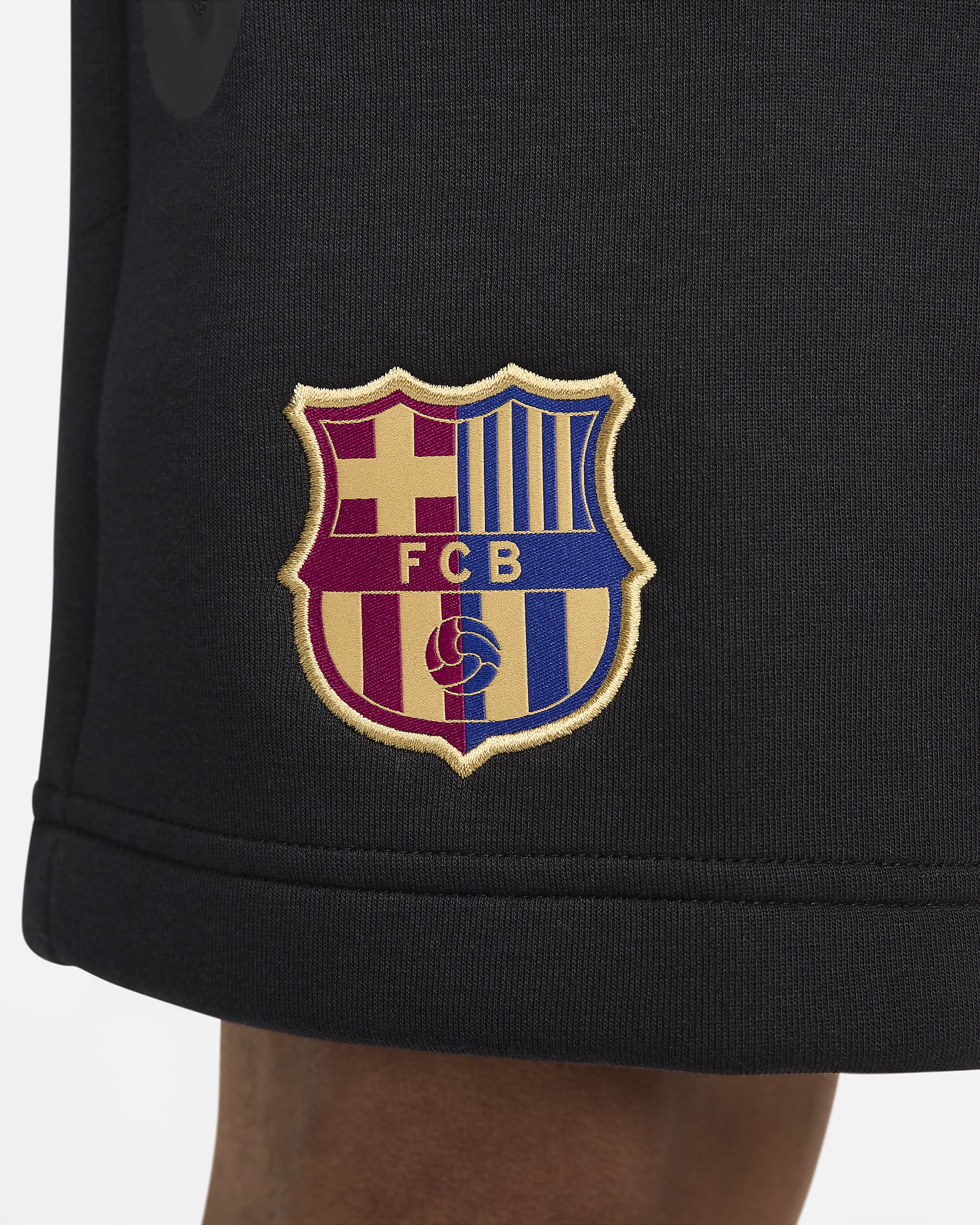 FC Barcelona Tech Fleece Men's Nike Soccer Shorts - Black/Club Gold