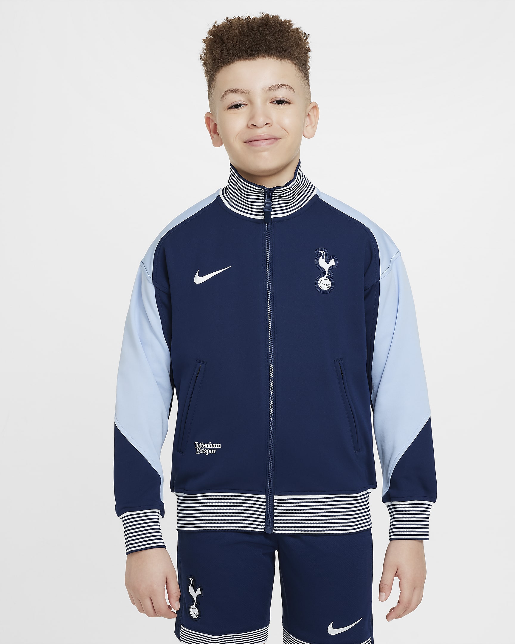 Tottenham Hotspur Academy Pro Nike Dri-FIT voetbalvolksliedjack voor kids - Binary Blue/Cobalt Bliss/Wit