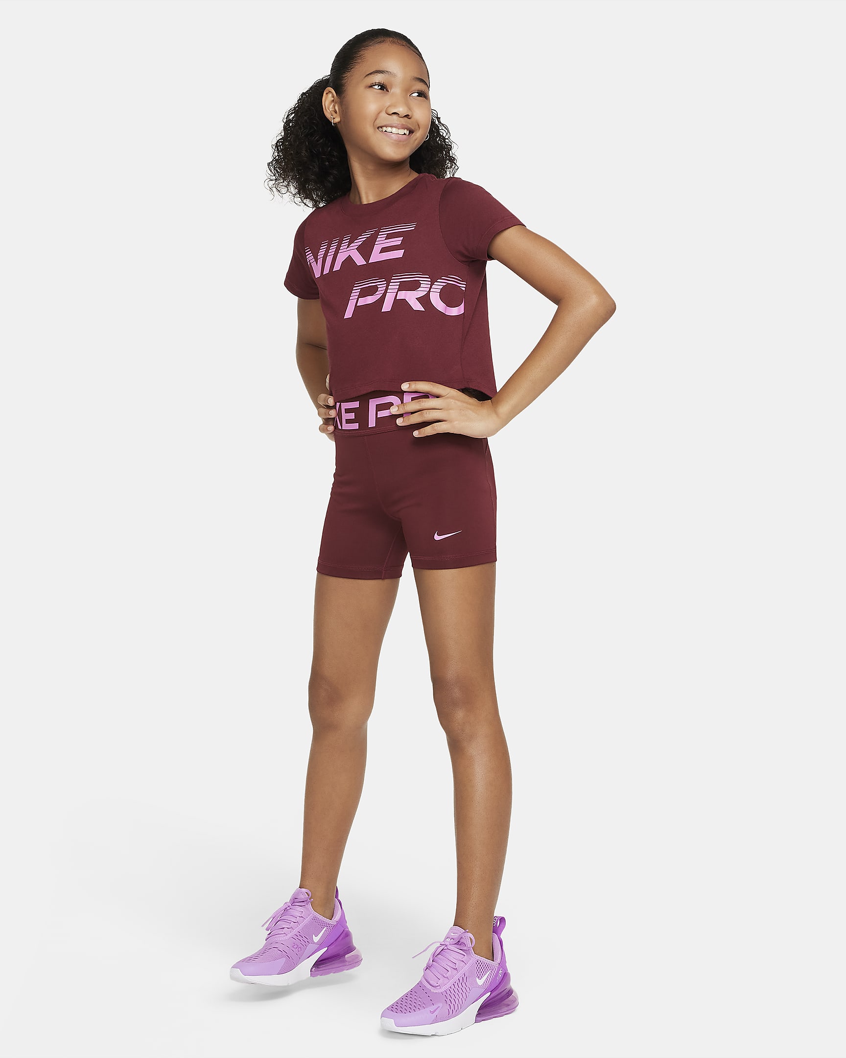 Nike Pro Girls' Dri-FIT Shorts. Nike AT