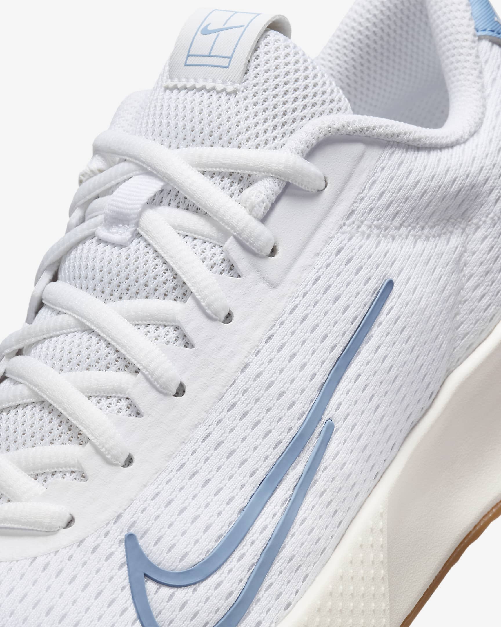 NikeCourt Vapor Lite 2 Women's Hard Court Tennis Shoes - White/Sail/Gum Light Brown/Light Blue