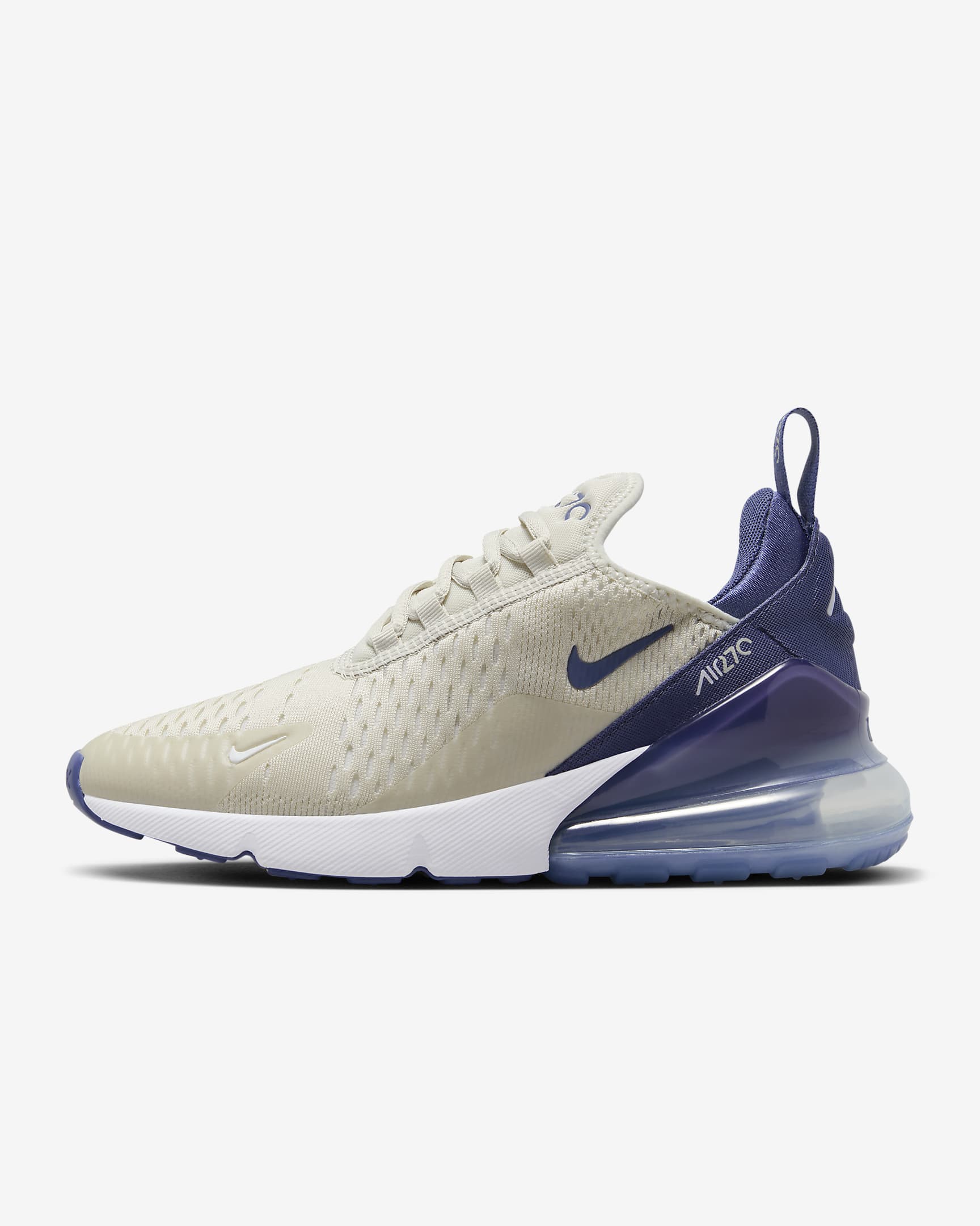 Nike Air Max 270 女鞋 - Light Bone/白色/Metallic Silver/Diffused Blue