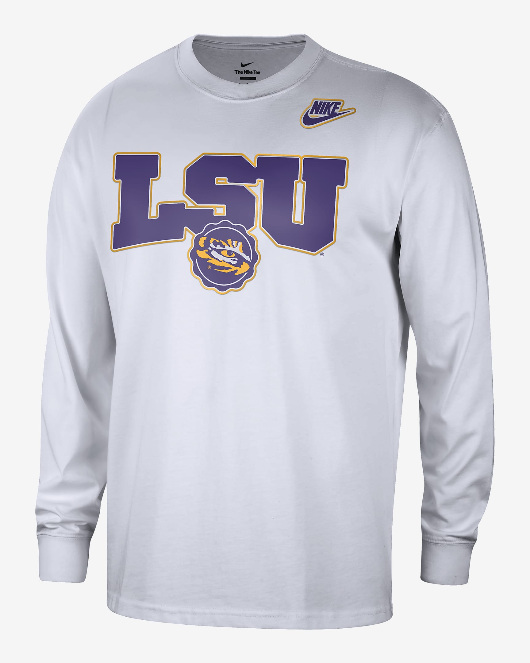 LSU Max90 Men's Nike College Crew-Neck Long-Sleeve T-Shirt - White