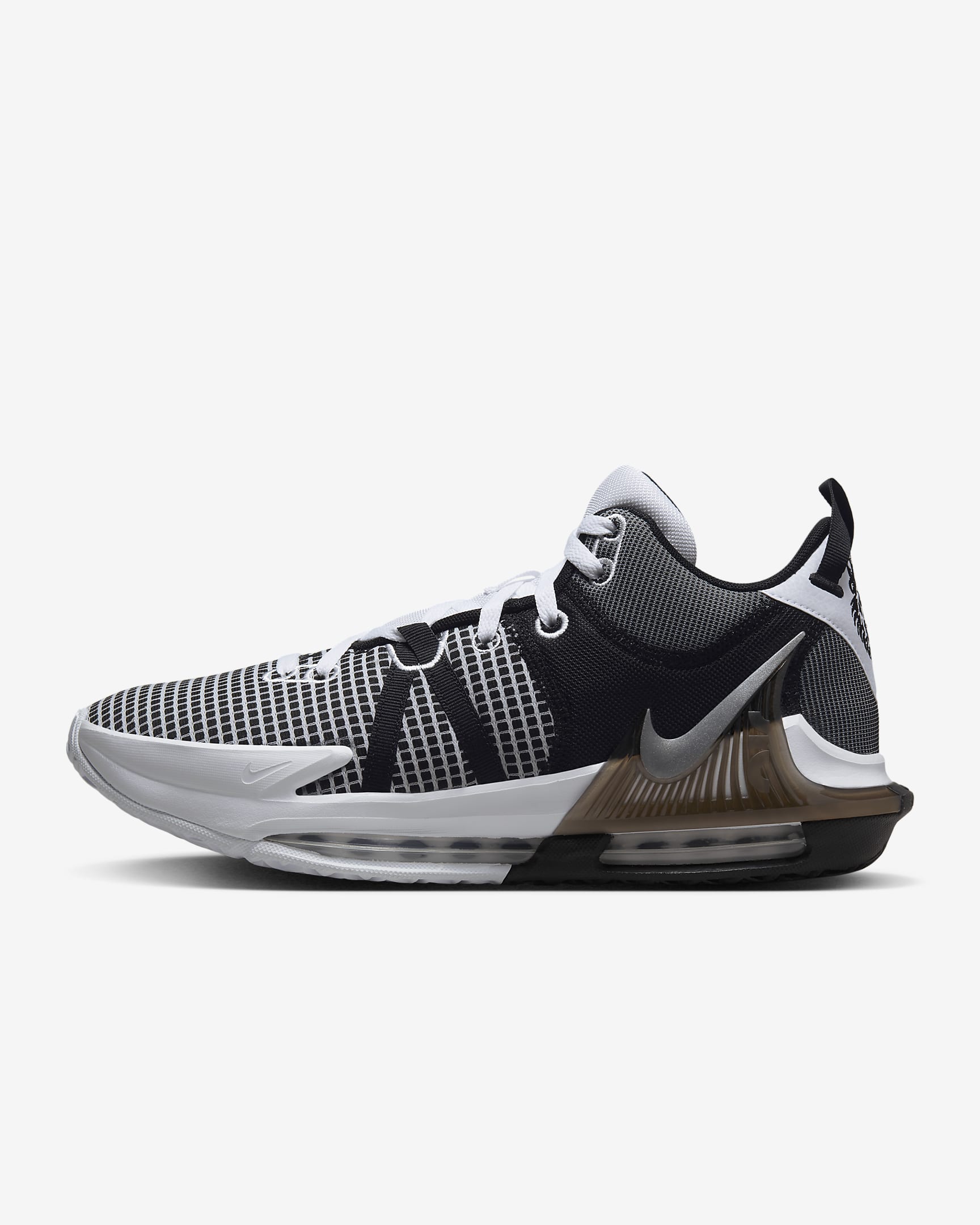 LeBron Witness 7 Basketball Shoes - White/Black/Metallic Silver