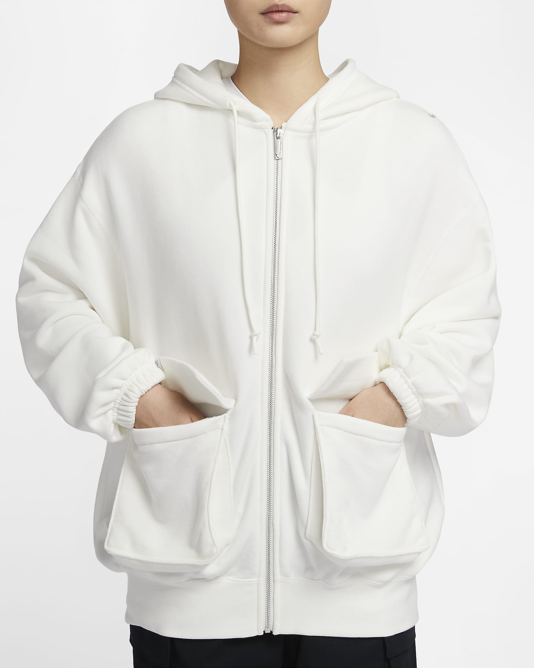 Nike Sportswear Women's Oversized Full-Zip French Terry Hoodie - Sail/Light Orewood Brown