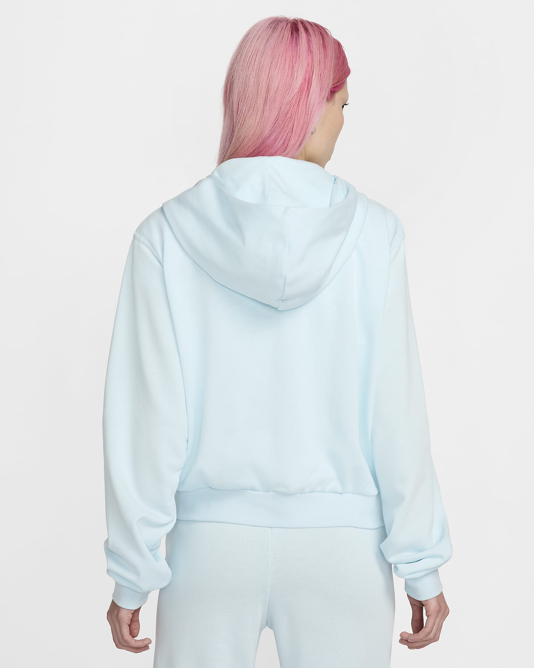 Sweat à capuche en molleton à zip et coupe ample Nike Sportswear Chill Terry pour femme - Glacier Blue/Sail