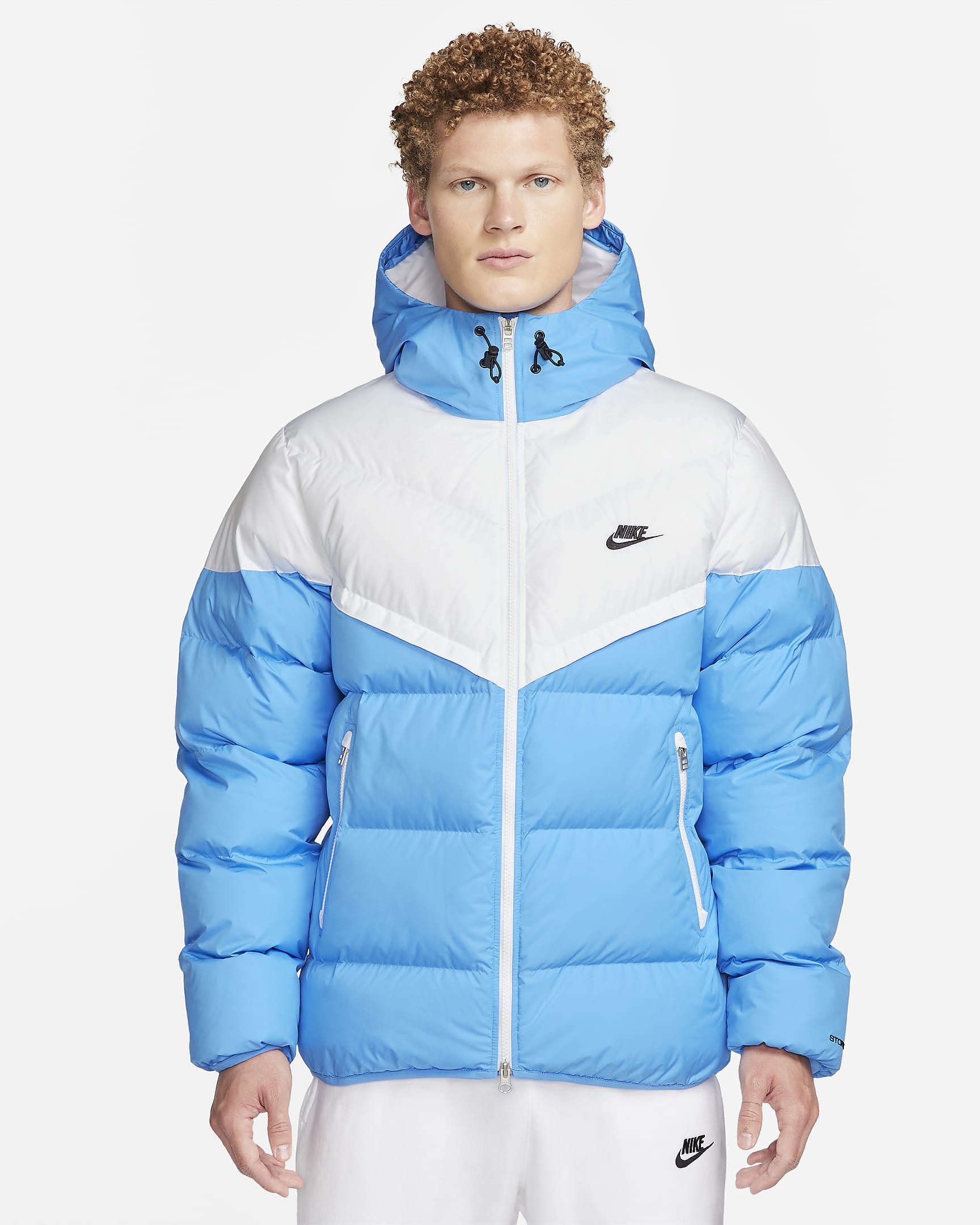 Doudoune à capuche Storm-FIT Nike Windrunner PrimaLoft® pour homme - Blanc/Photo Blue/Noir