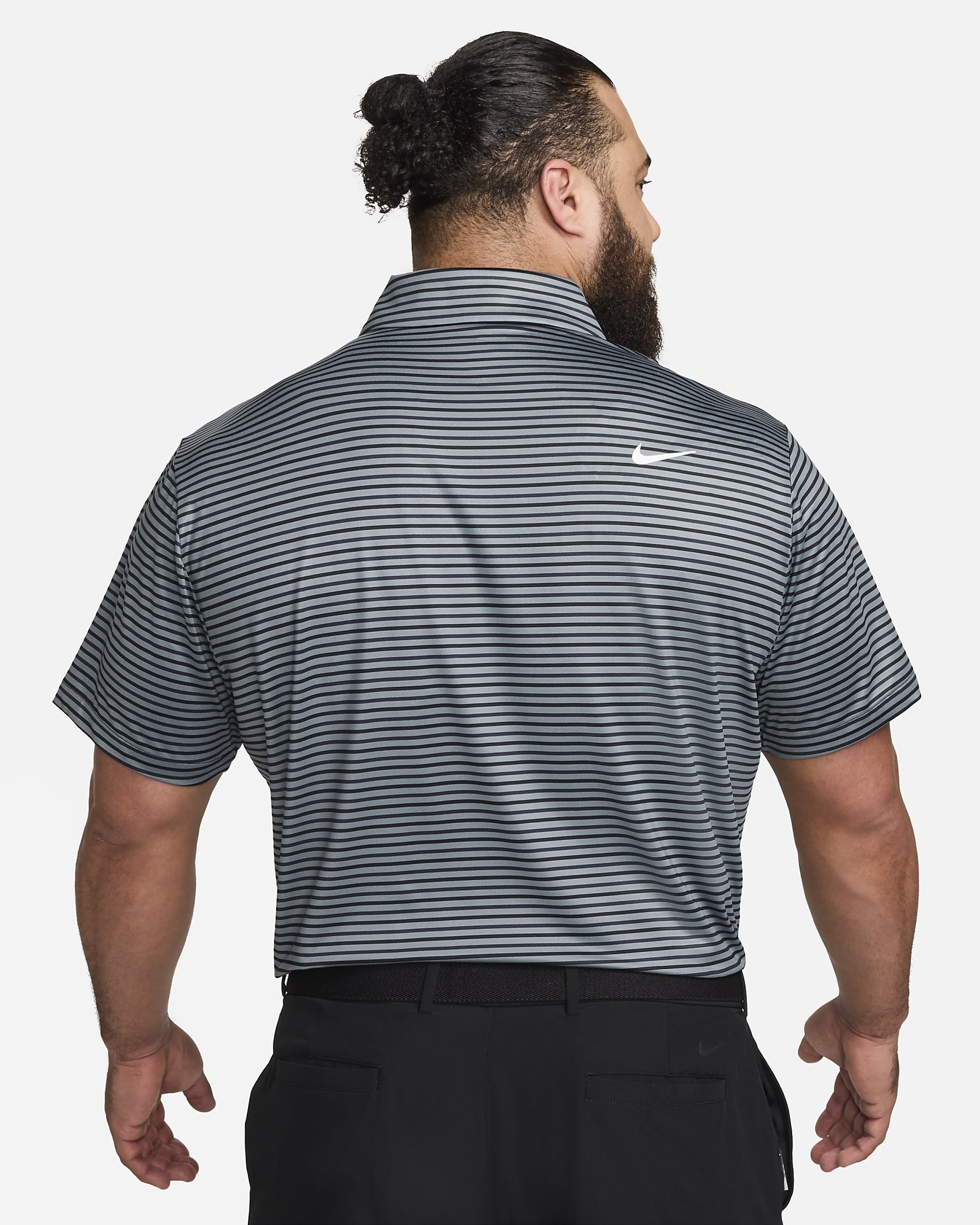 Nike Tour Men's Dri-FIT Striped Golf Polo - Smoke Grey/White