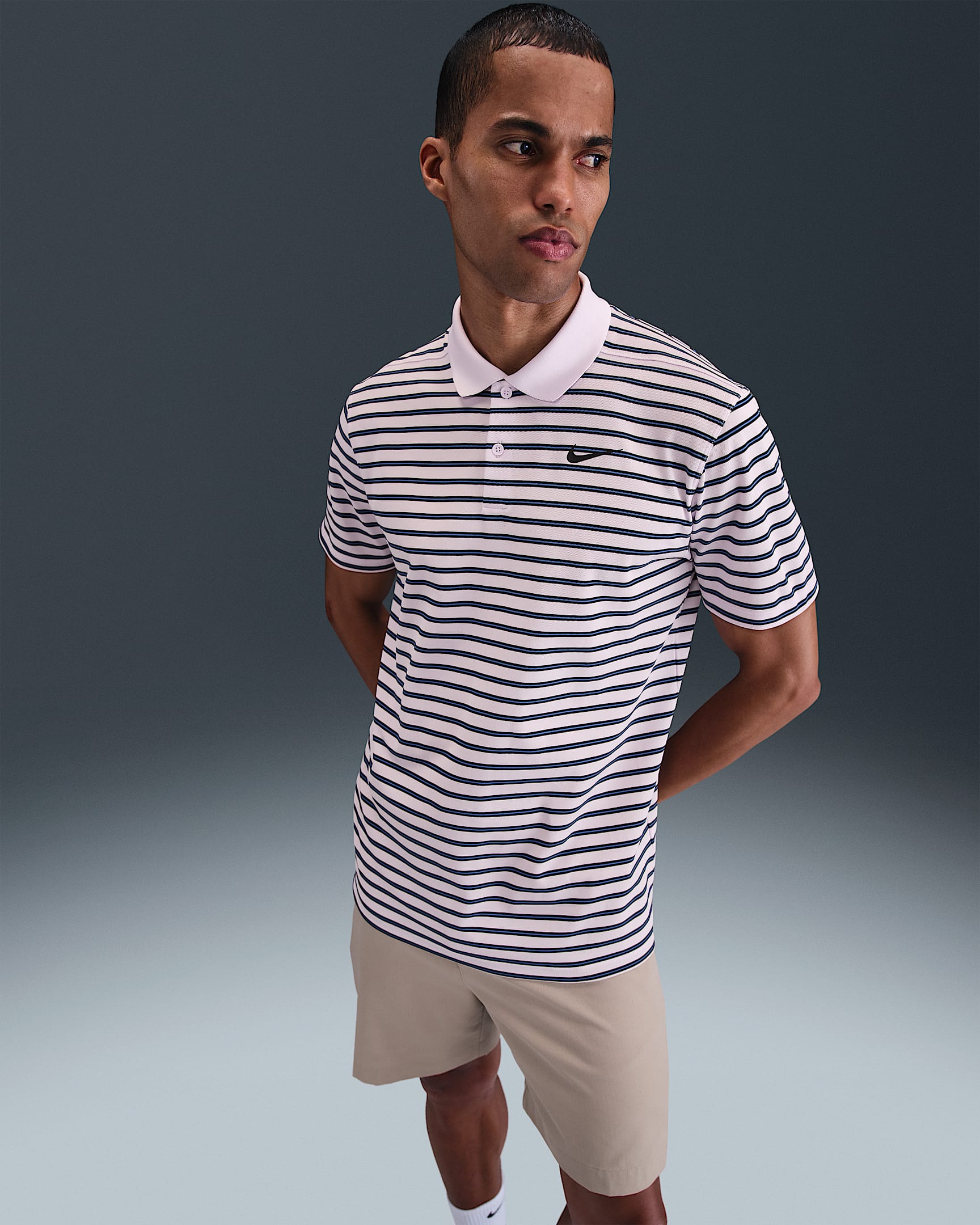 Nike Dri-FIT Victory Men's Striped Golf Polo - Barely Grape/Black