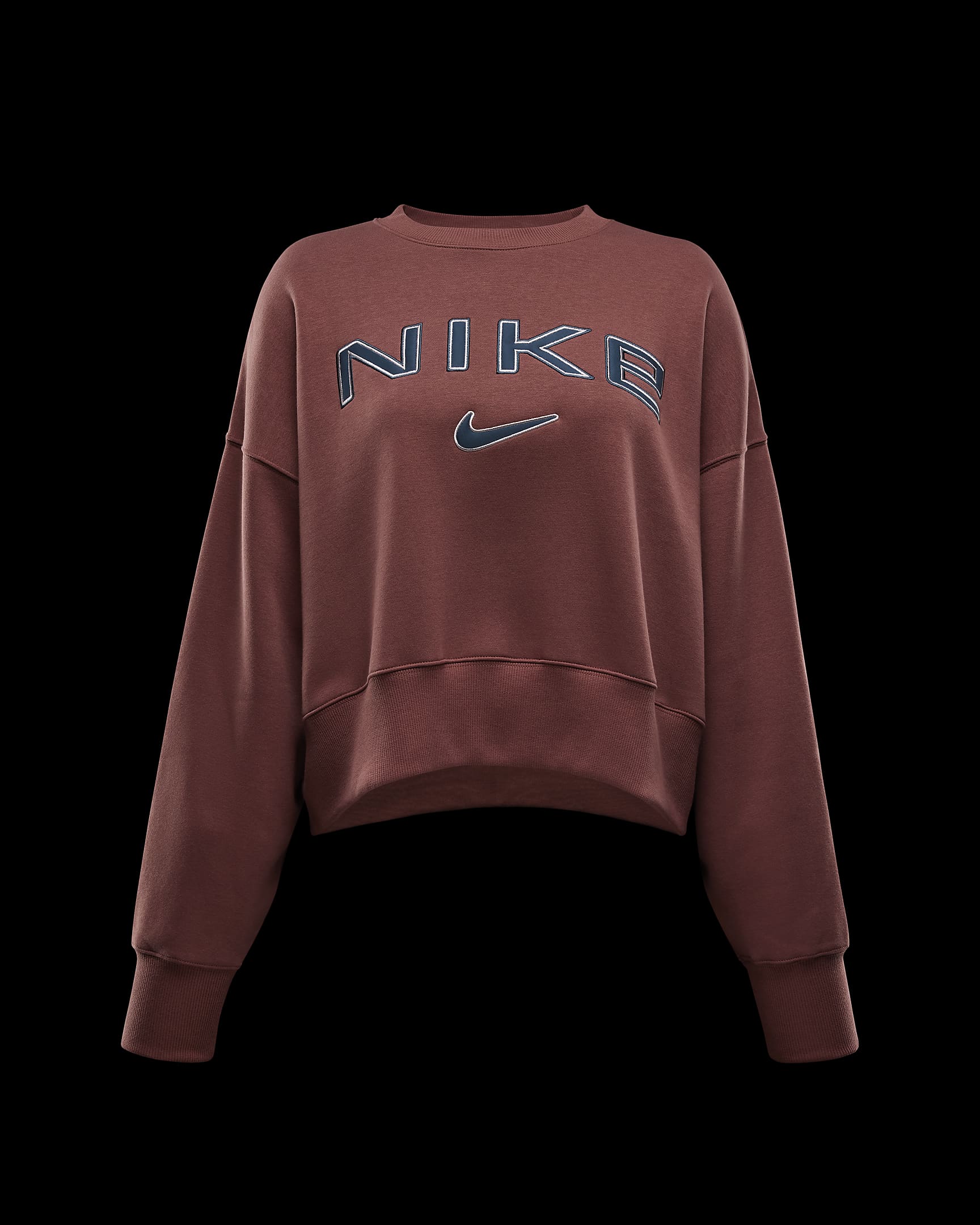 Nike Sportswear Phoenix Fleece Over-Oversized Rundhals-Sweatshirt mit Logo für Damen - Red Sepia/Platinum Violet/Armory Navy