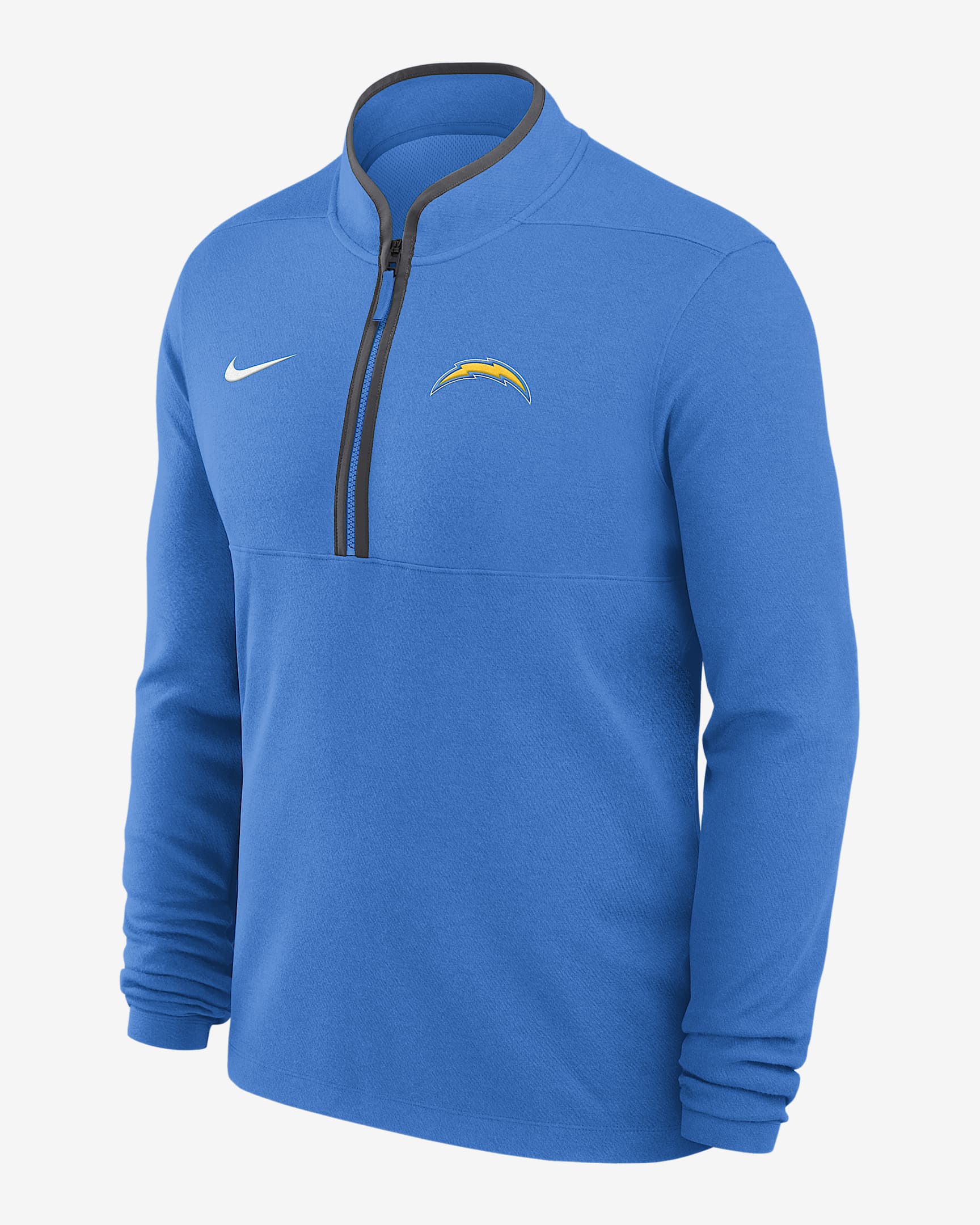 Los Angeles Chargers Logo Victory Men's Nike Dri-FIT NFL 1/2-Zip Long-Sleeve Top - Light Blue