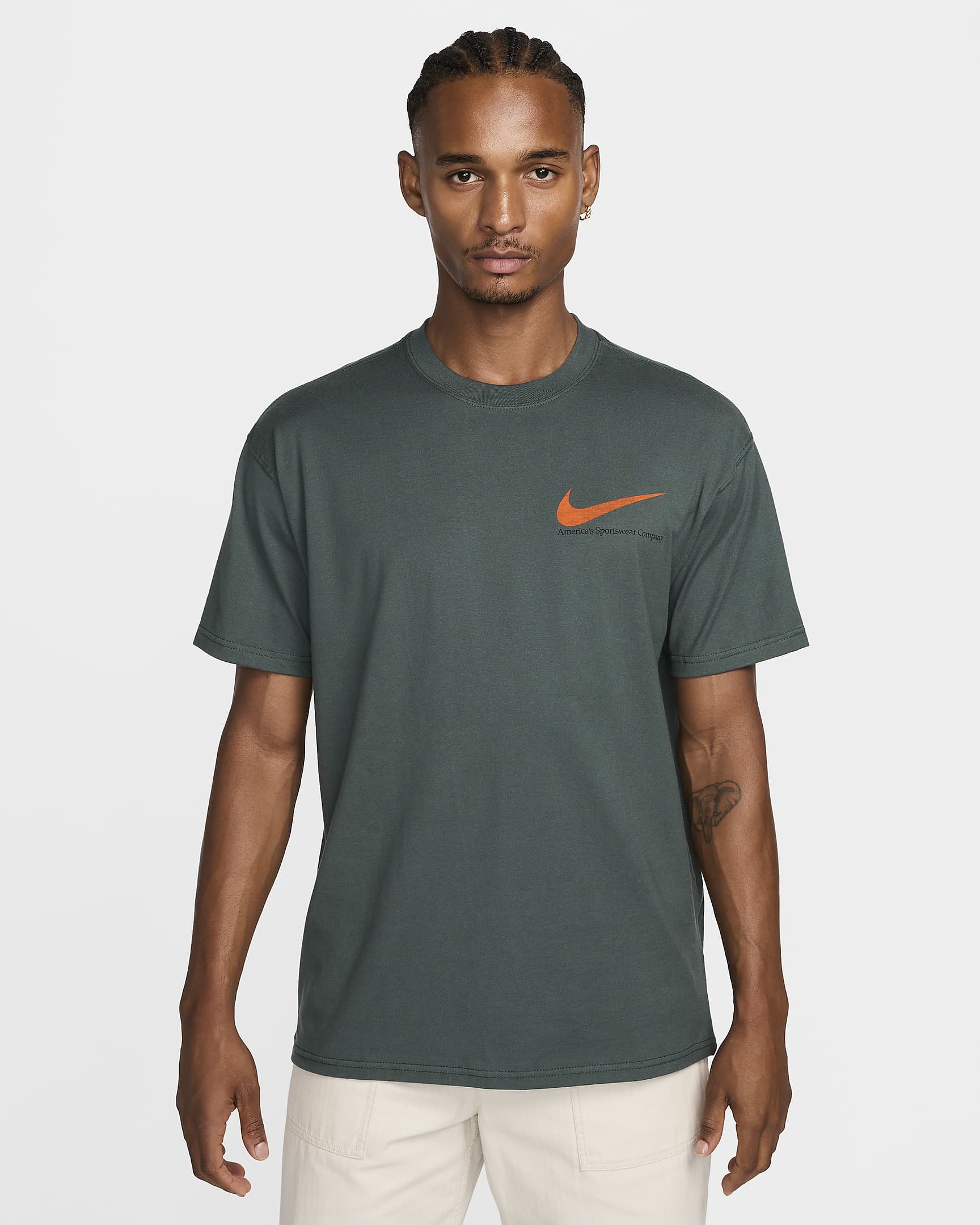 Nike Sportswear Men's Max90 T-Shirt - Vintage Green/Safety Orange