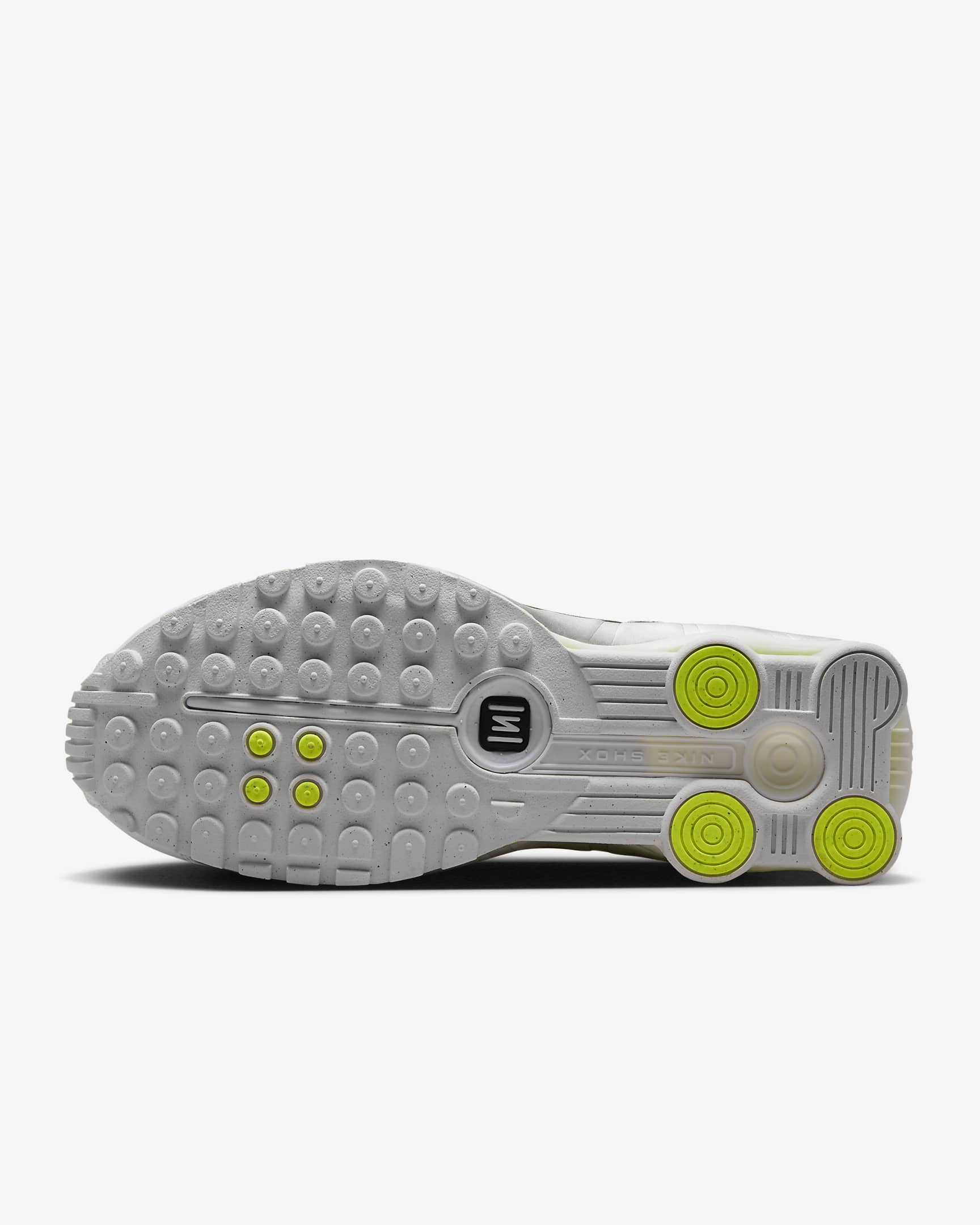 Tenis Nike Shox R4 - Blanco/Plata metalizado/Volt/Blanco