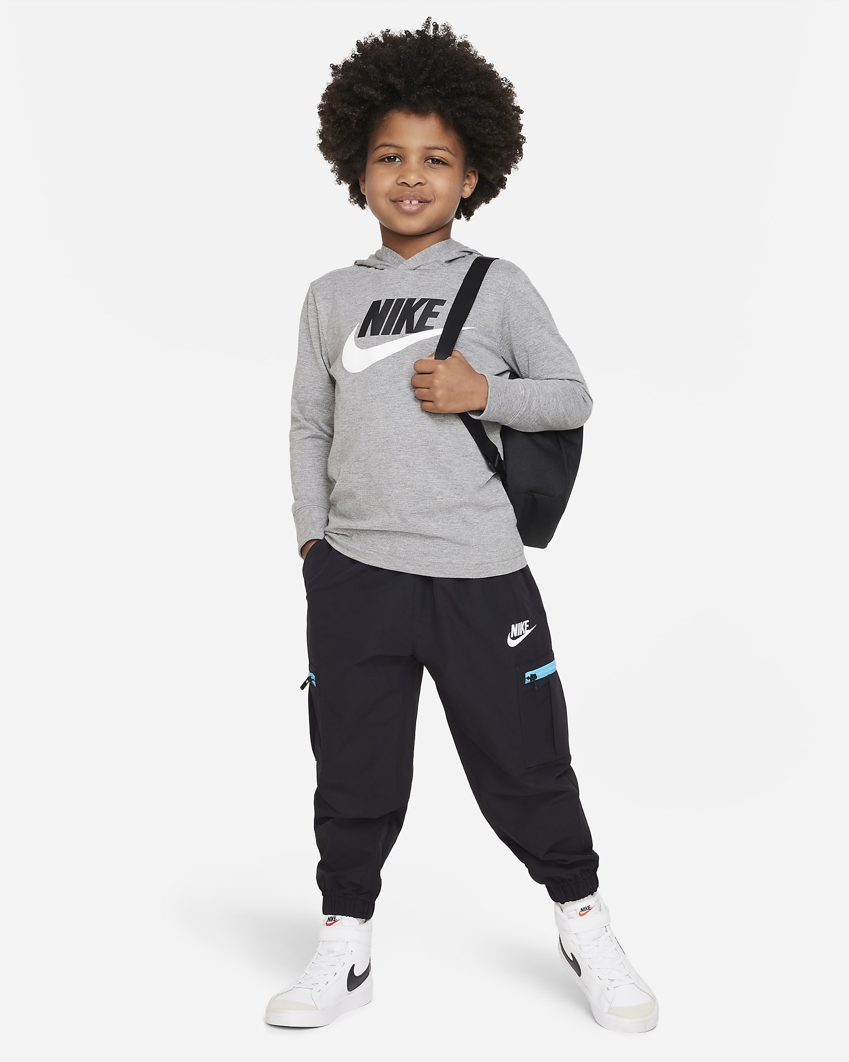 Nike Sportswear Futura Hooded Long Sleeve Tee Little Kids' T-Shirt ...