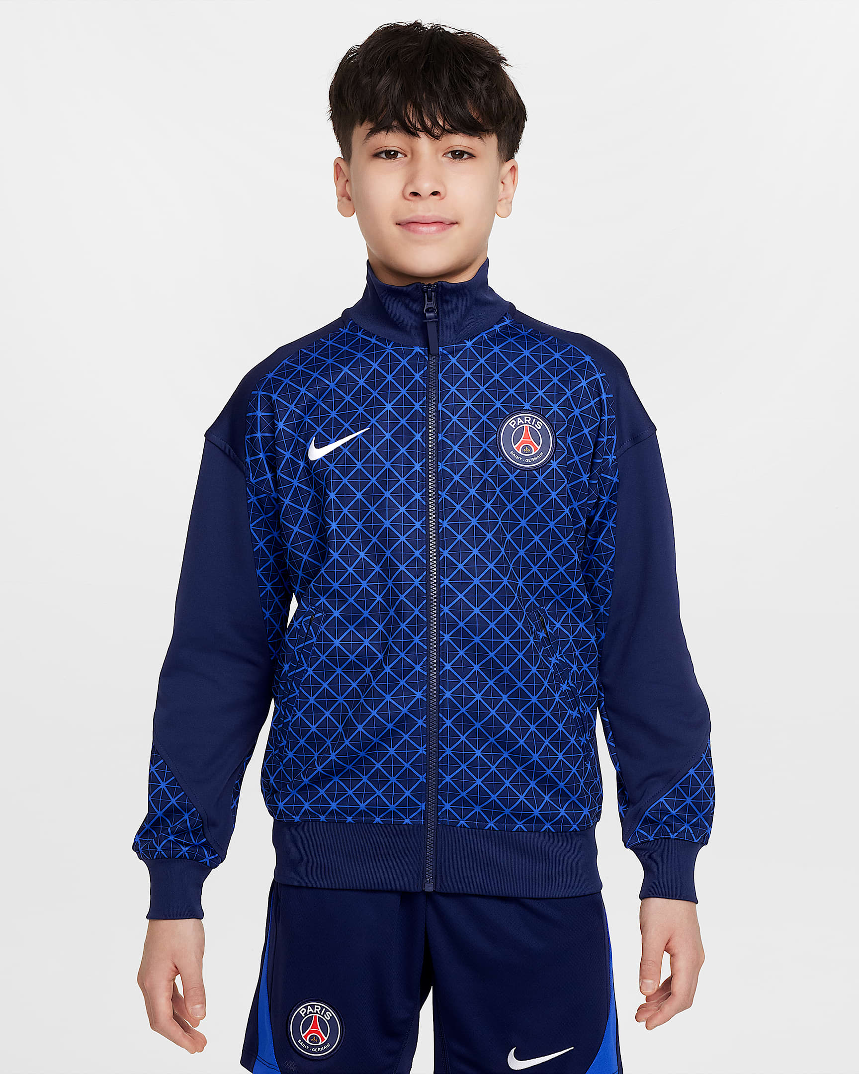 Paris Saint-Germain Academy Pro Home Older Kids' Nike Dri-FIT Football Anthem Jacket - Midnight Navy/Hyper Royal/White