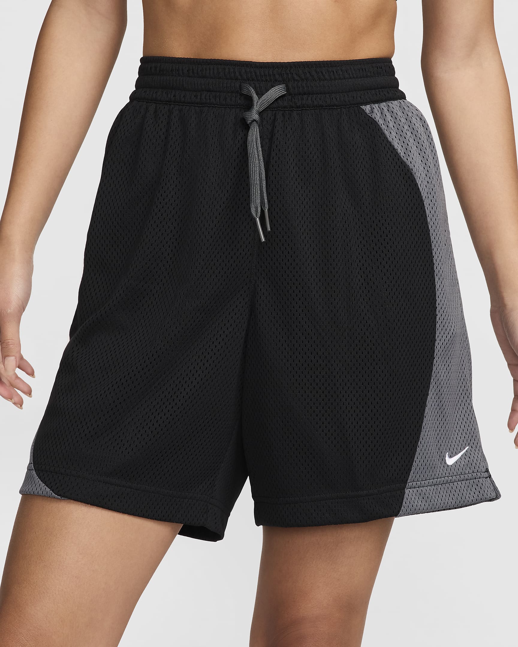 Shorts de básquetbol de malla Dri-FIT para mujer Nike Essential - Negro/Gris hierro/Blanco