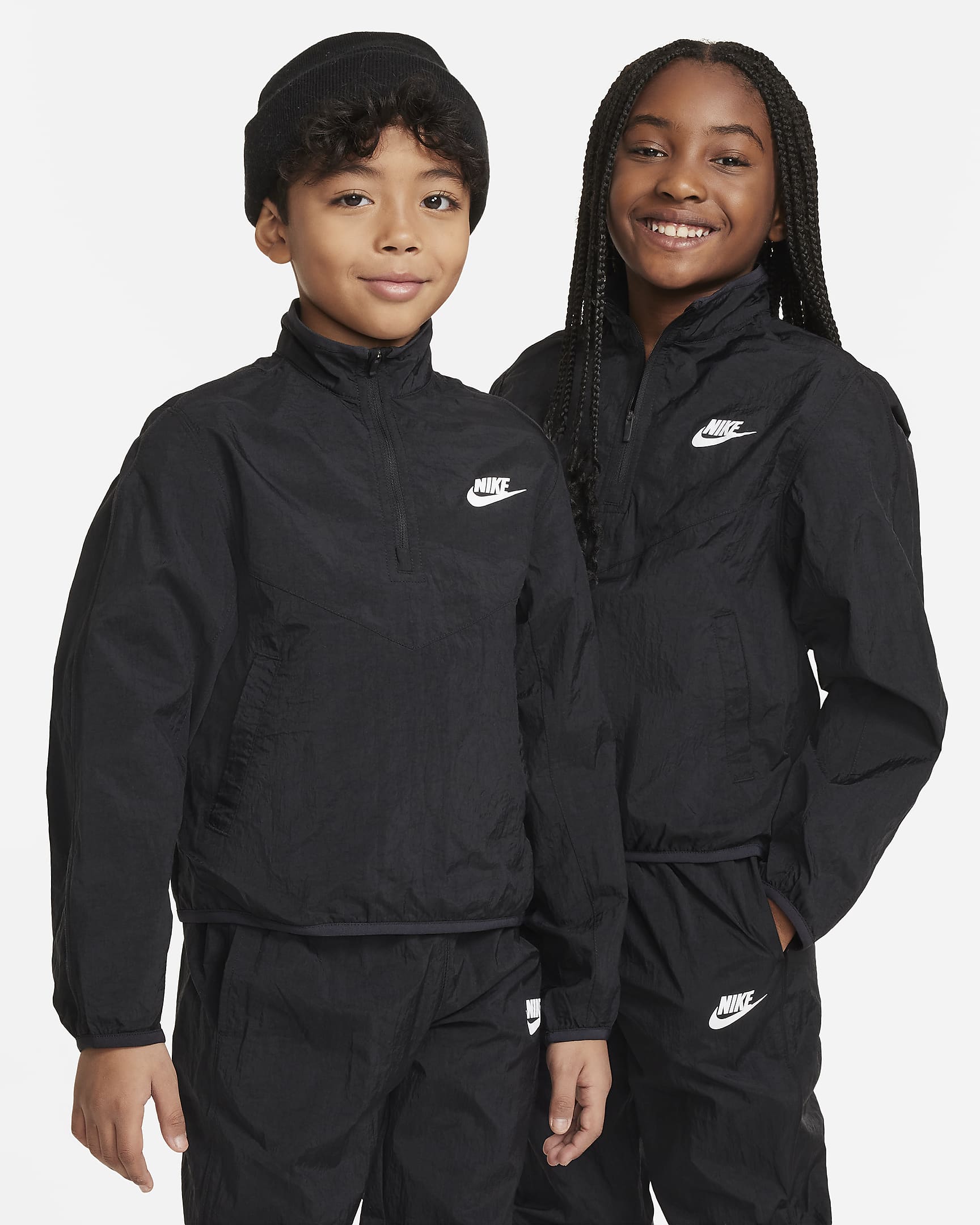 Nike Sportswear-tracksuit til større børn - sort/sort/hvid