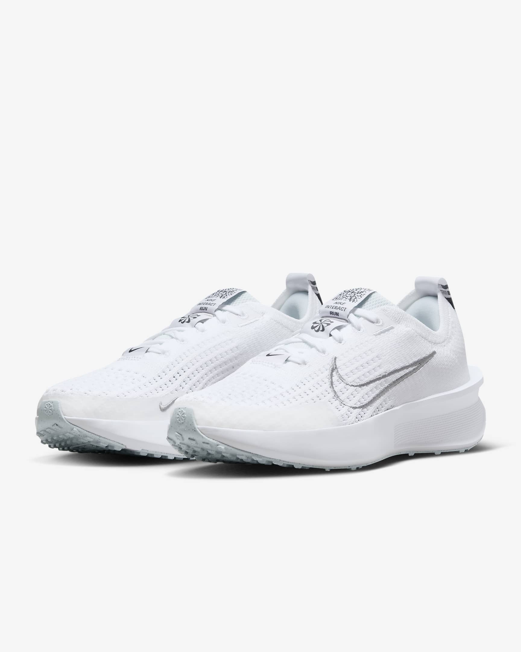 Nike Interact Run Women's Road Running Shoes - White/Pure Platinum/Metallic Silver