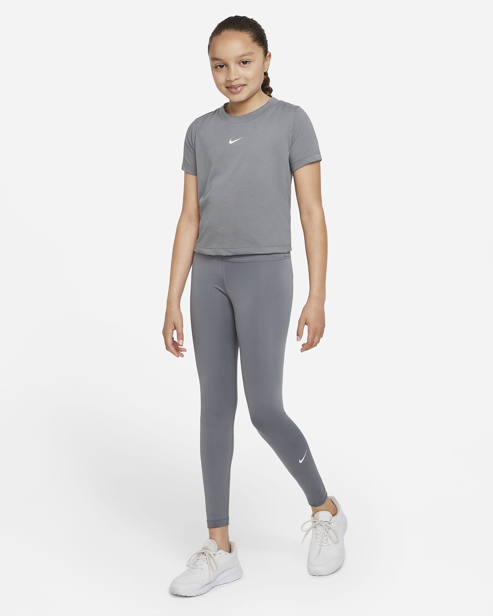 Leggings para niña talla grande Nike Dri-FIT One - Gris humo/Blanco